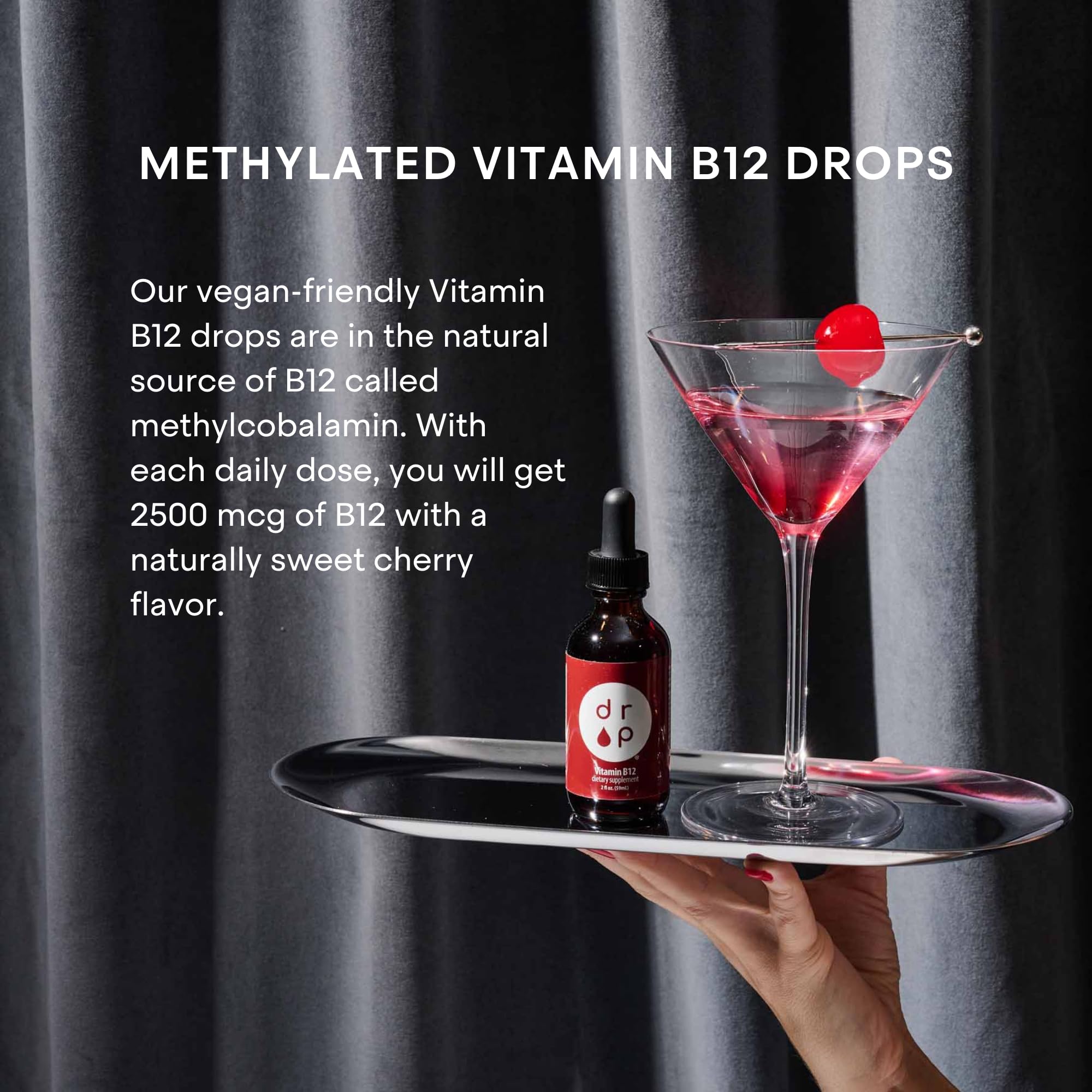 D R P Liquid Vitamin B12 2500 mcg 2 oz bottle with measuring dropper