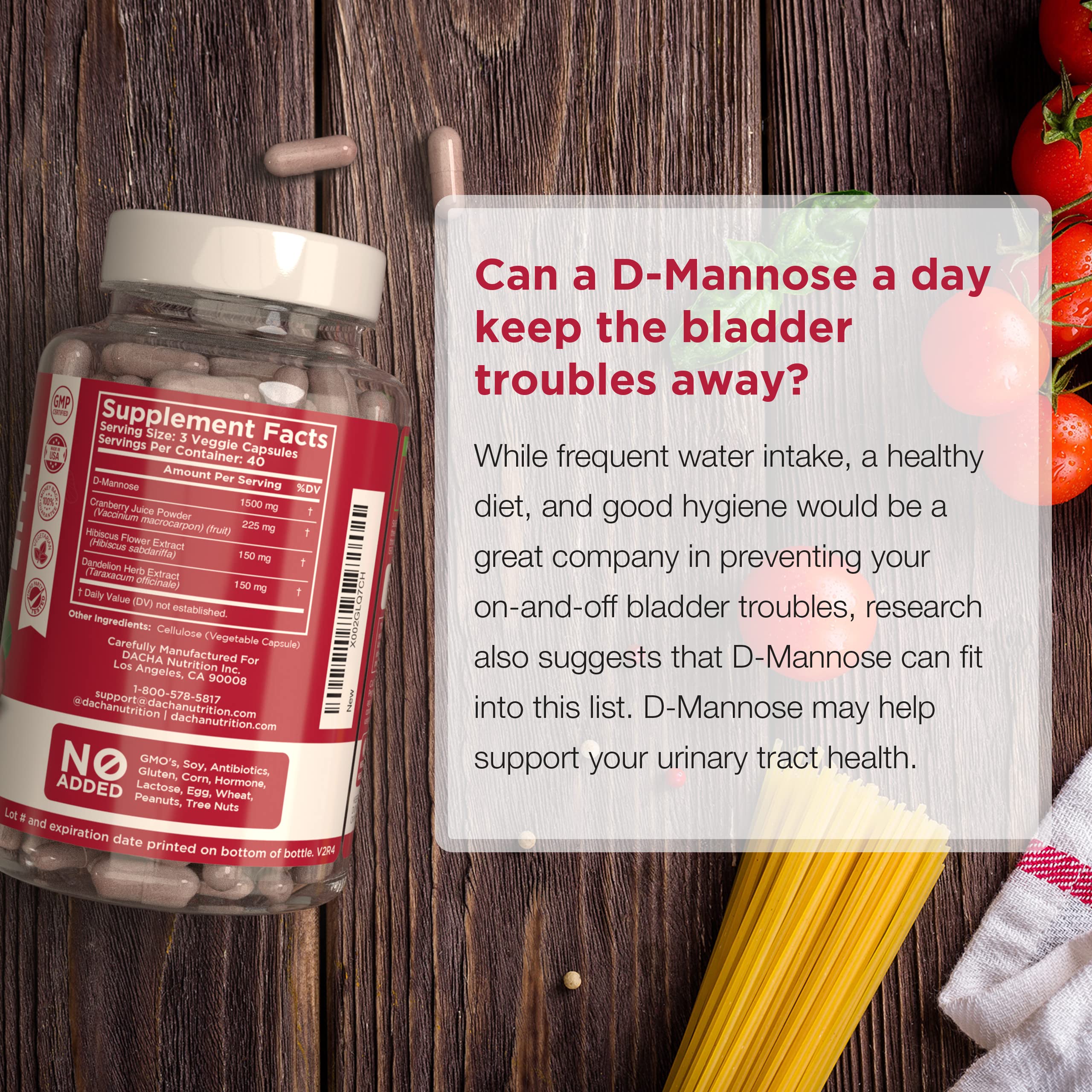 DACHA Cranberry D-Mannose supplement ingredients list