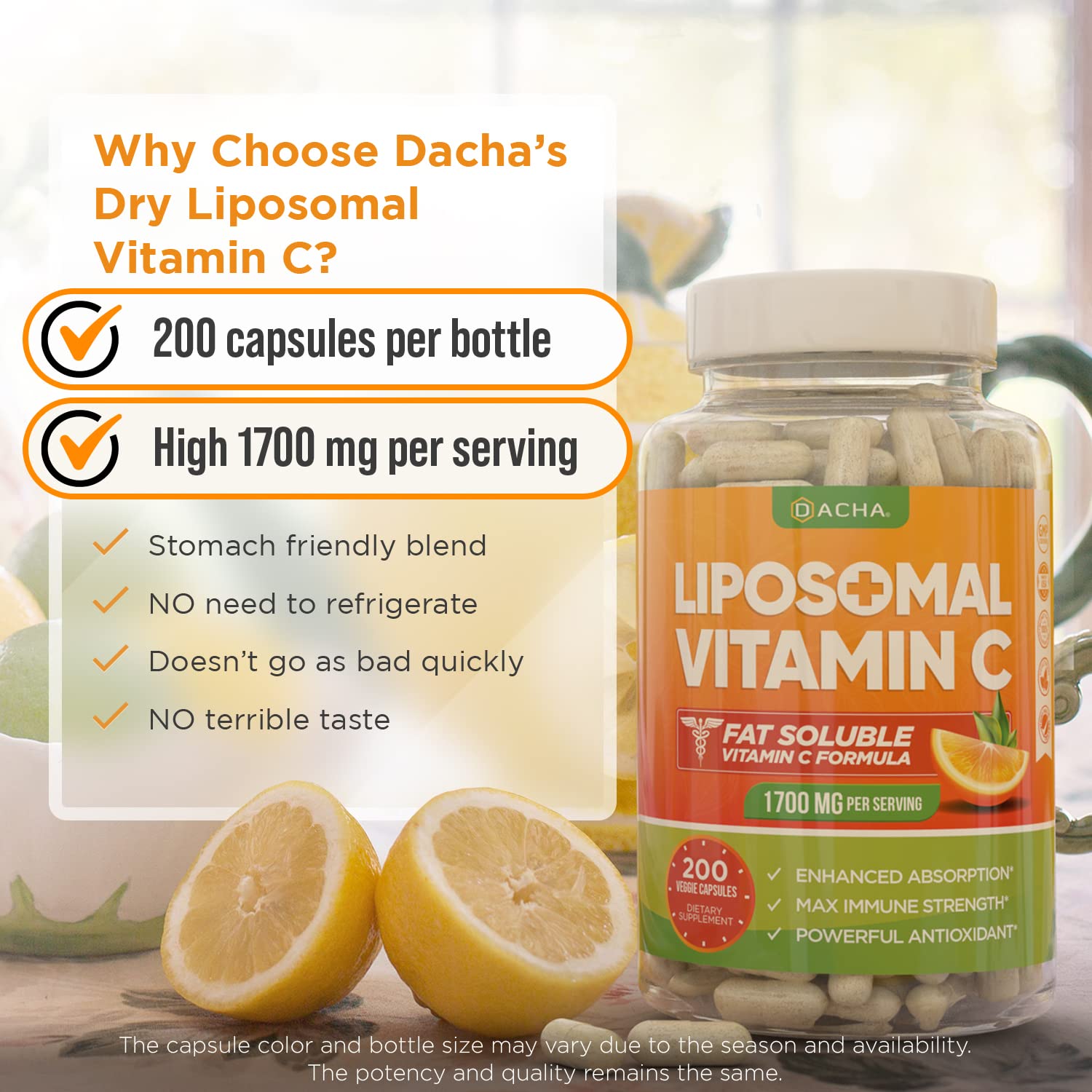 DACHA Liposomal Vitamin C bottle with label details