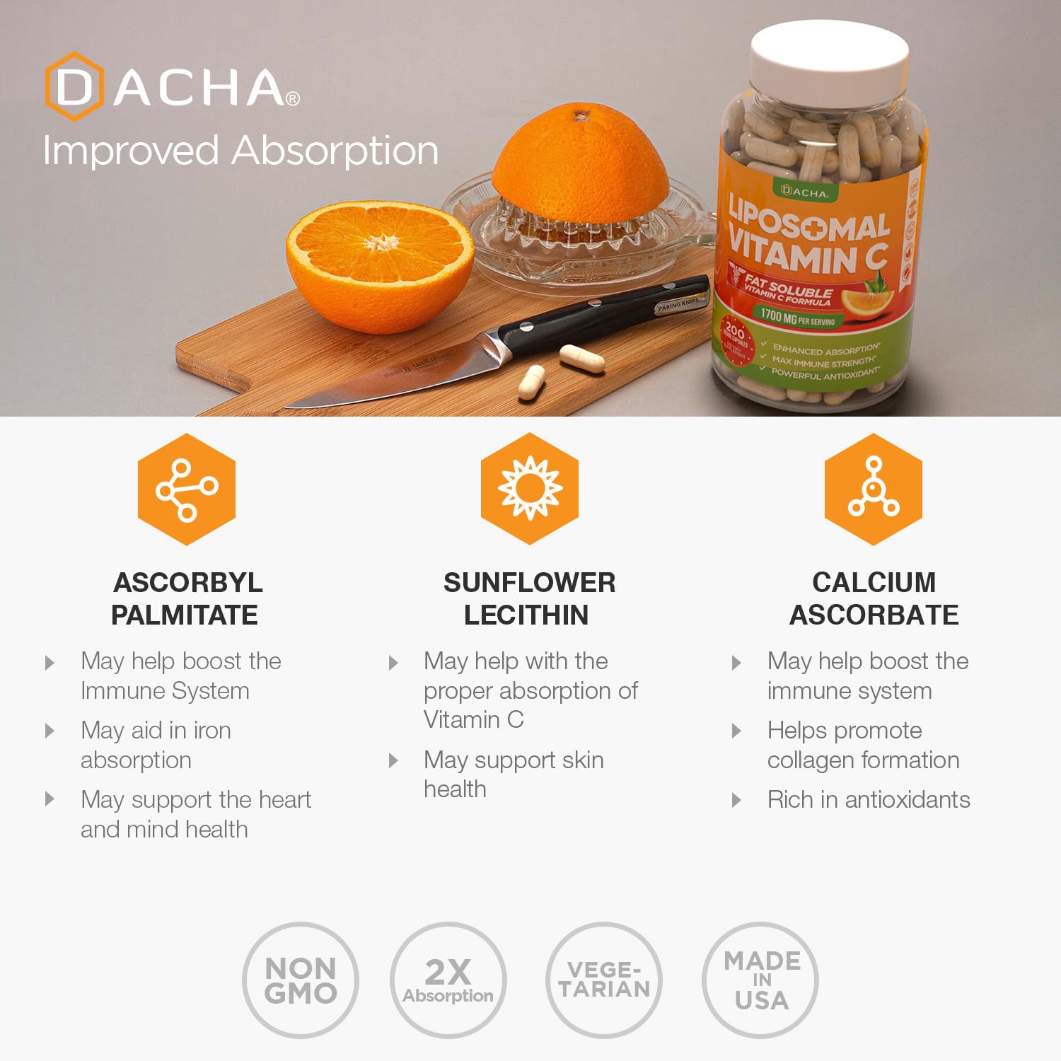 DACHA Liposomal Vitamin C bottle with natural background