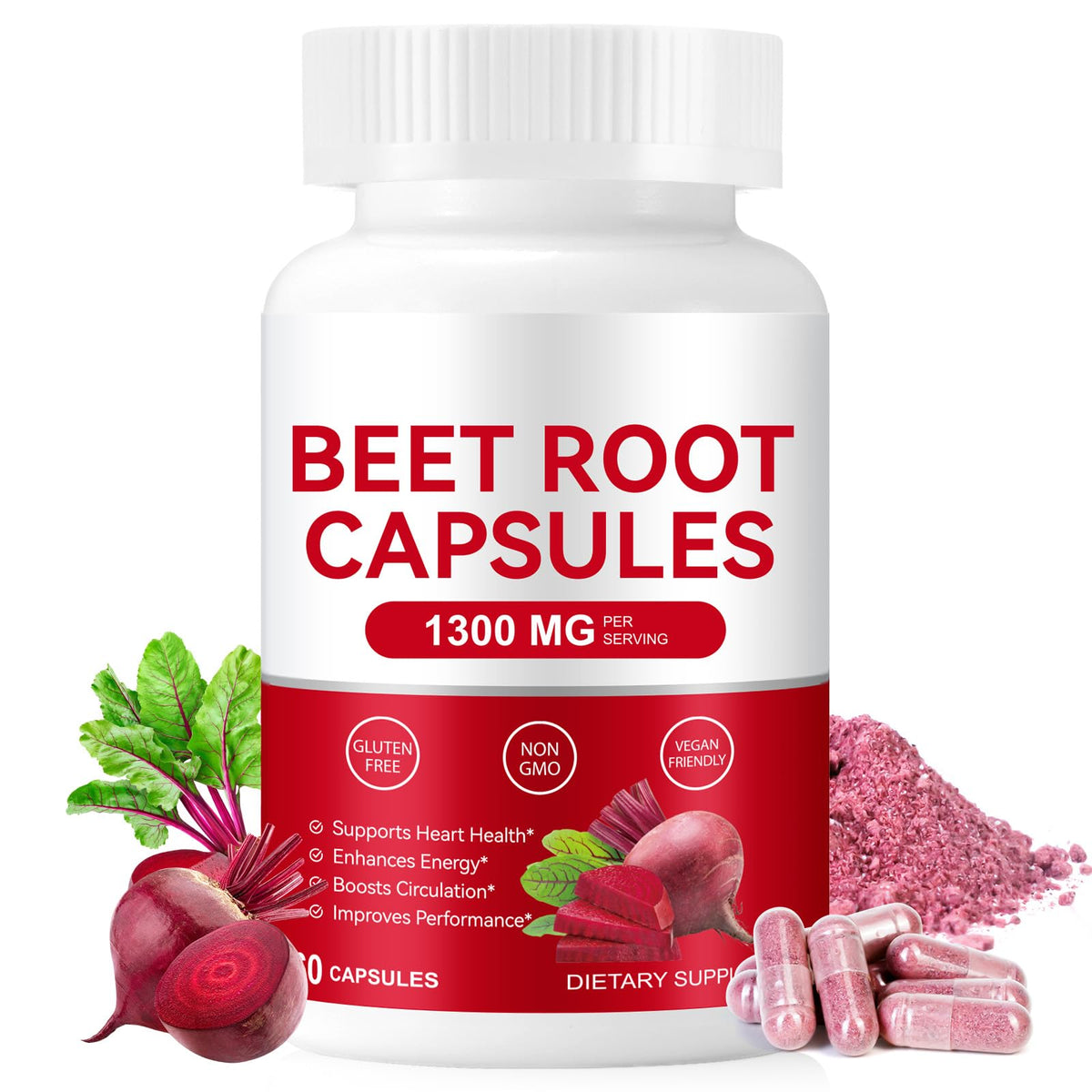Daiasns Beet Root Powder Capsules 1300MG front view