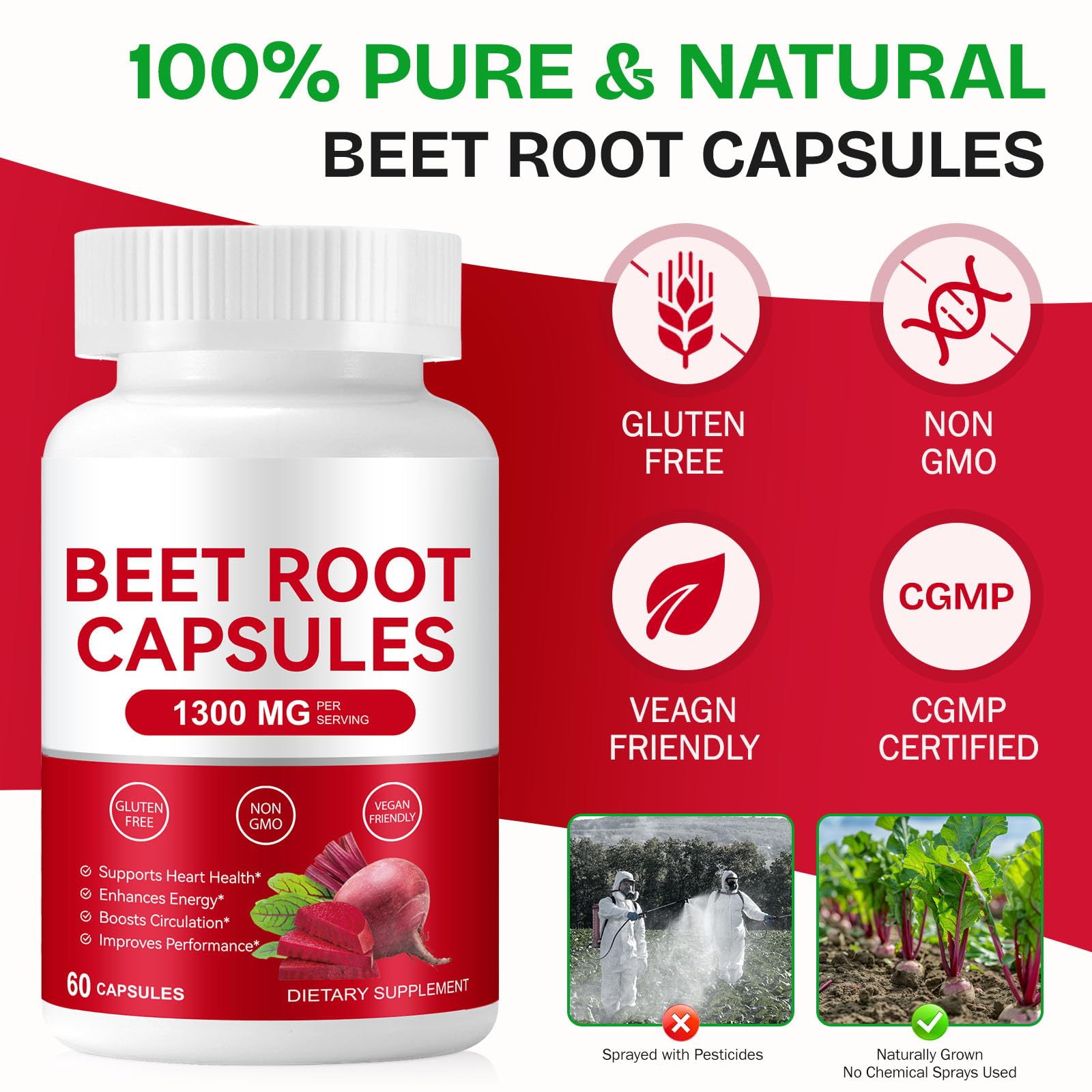 Daiasns Beet Root Powder Capsules 1300MG packaging and contents