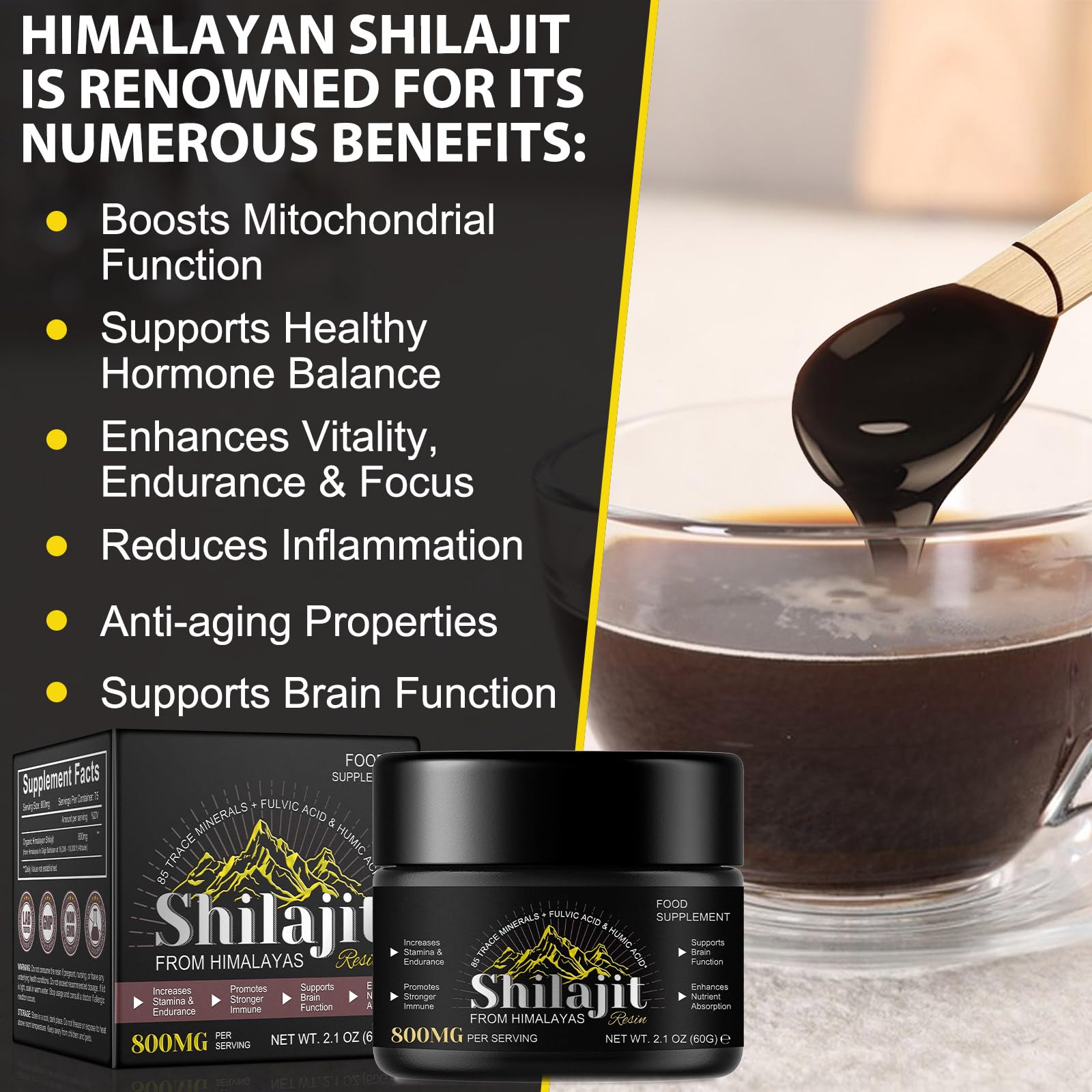 Daiasns Himalayan Shilajit Resin close-up of resin texture