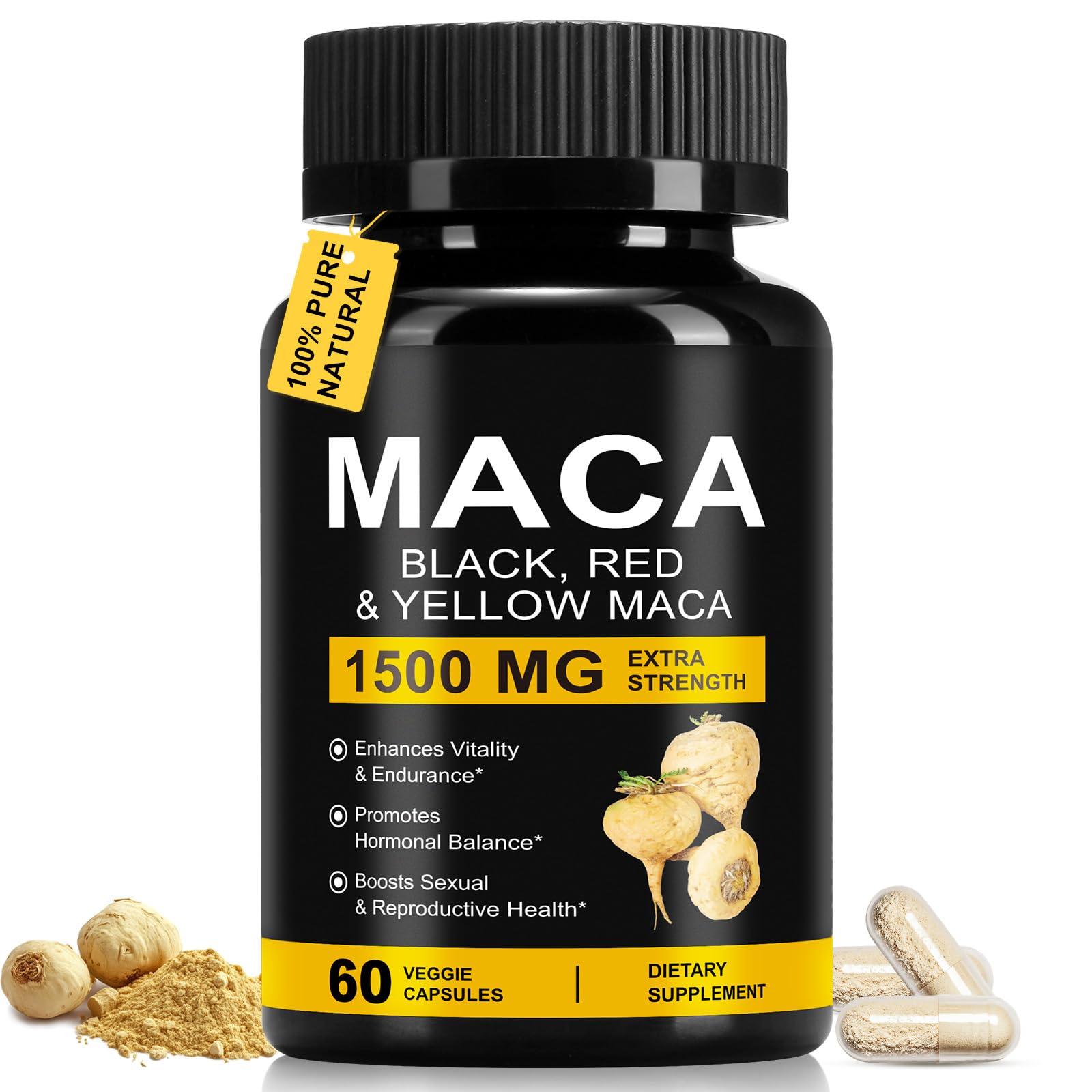 Daiasns Organic Maca Root Capsules 1500mg front view