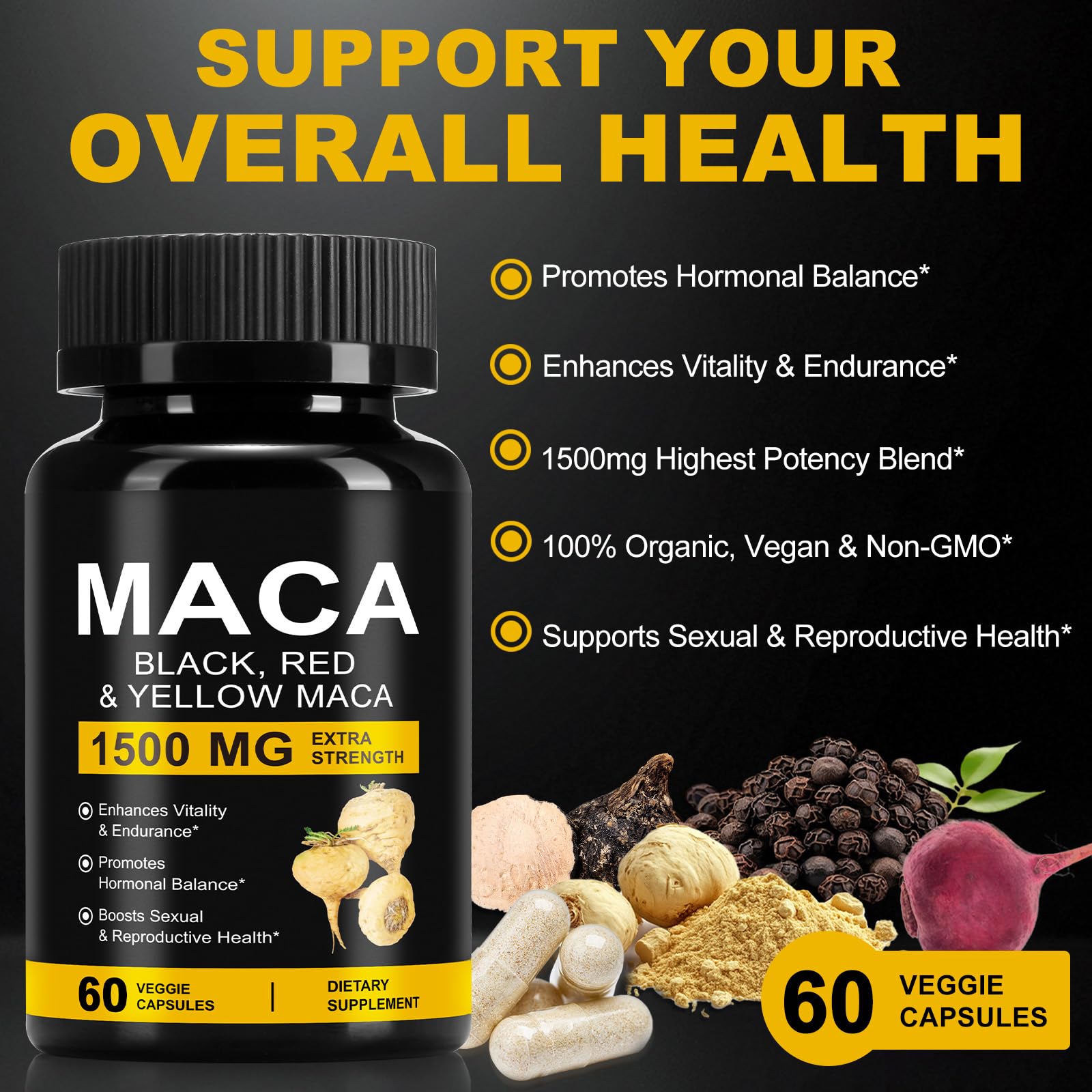 Daiasns Organic Maca Root Capsules 1500mg packaging