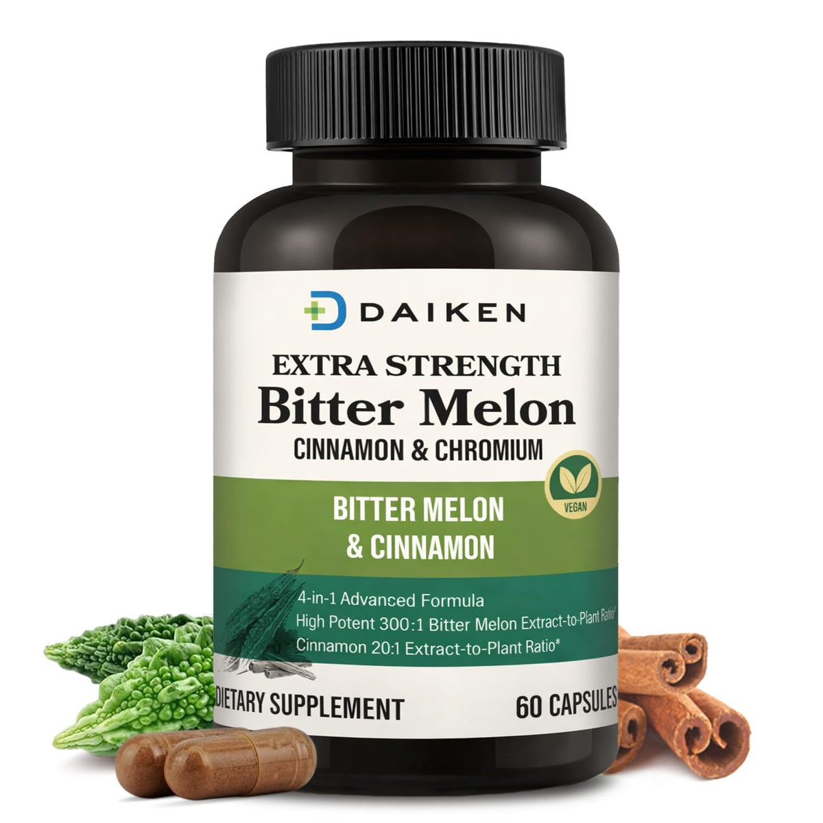 DAIKEN Bitter Melon & Cinnamon Capsules front view