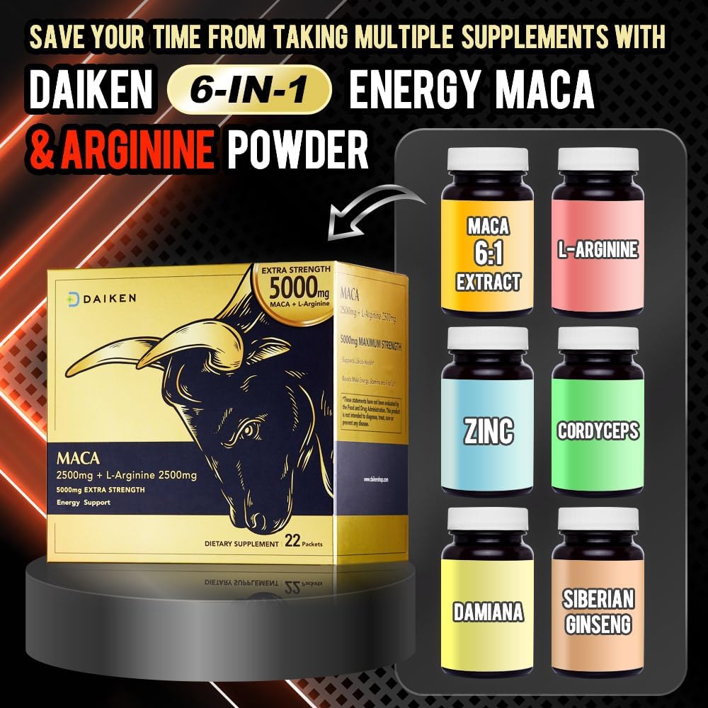 DAIKEN L-Arginine Supplement sachet opened with powder visible