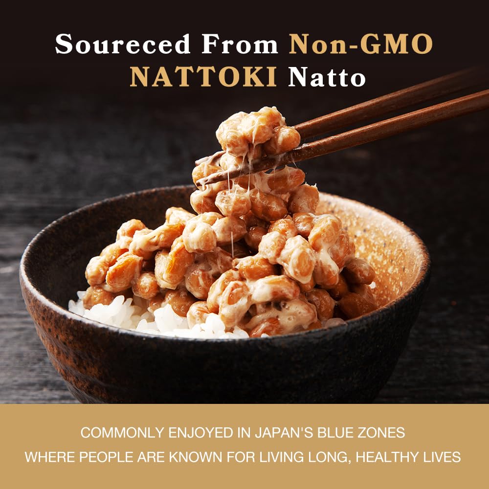 DAIKEN Multi-Enzymes 5000 FU Nattokinase Capsules back view with ingredients