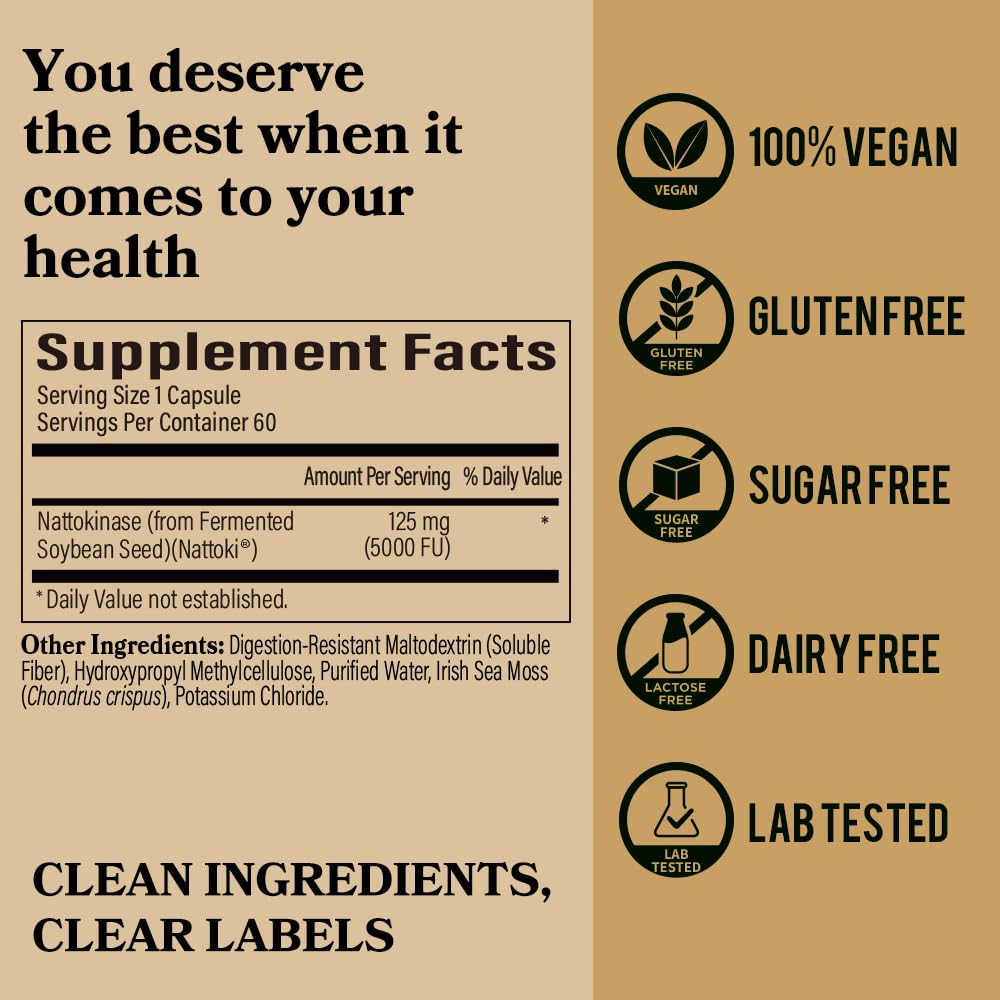 DAIKEN Multi-Enzymes 5000 FU Nattokinase Capsules with measuring spoon