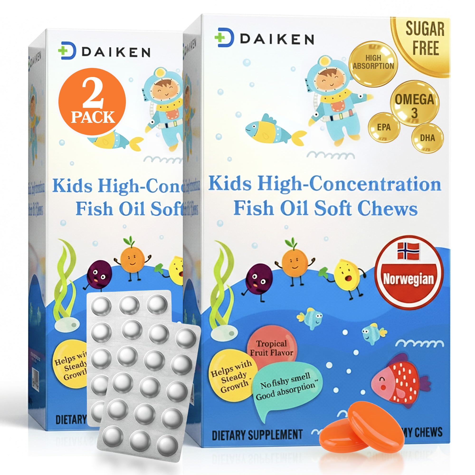 DAIKEN Omega-3 Fish Oil Gummies for Kids front view packaging