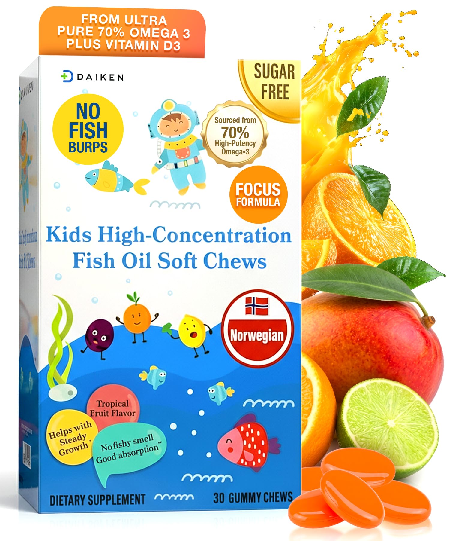 DAIKEN Omega-3 Gummies for Kids front view packaging