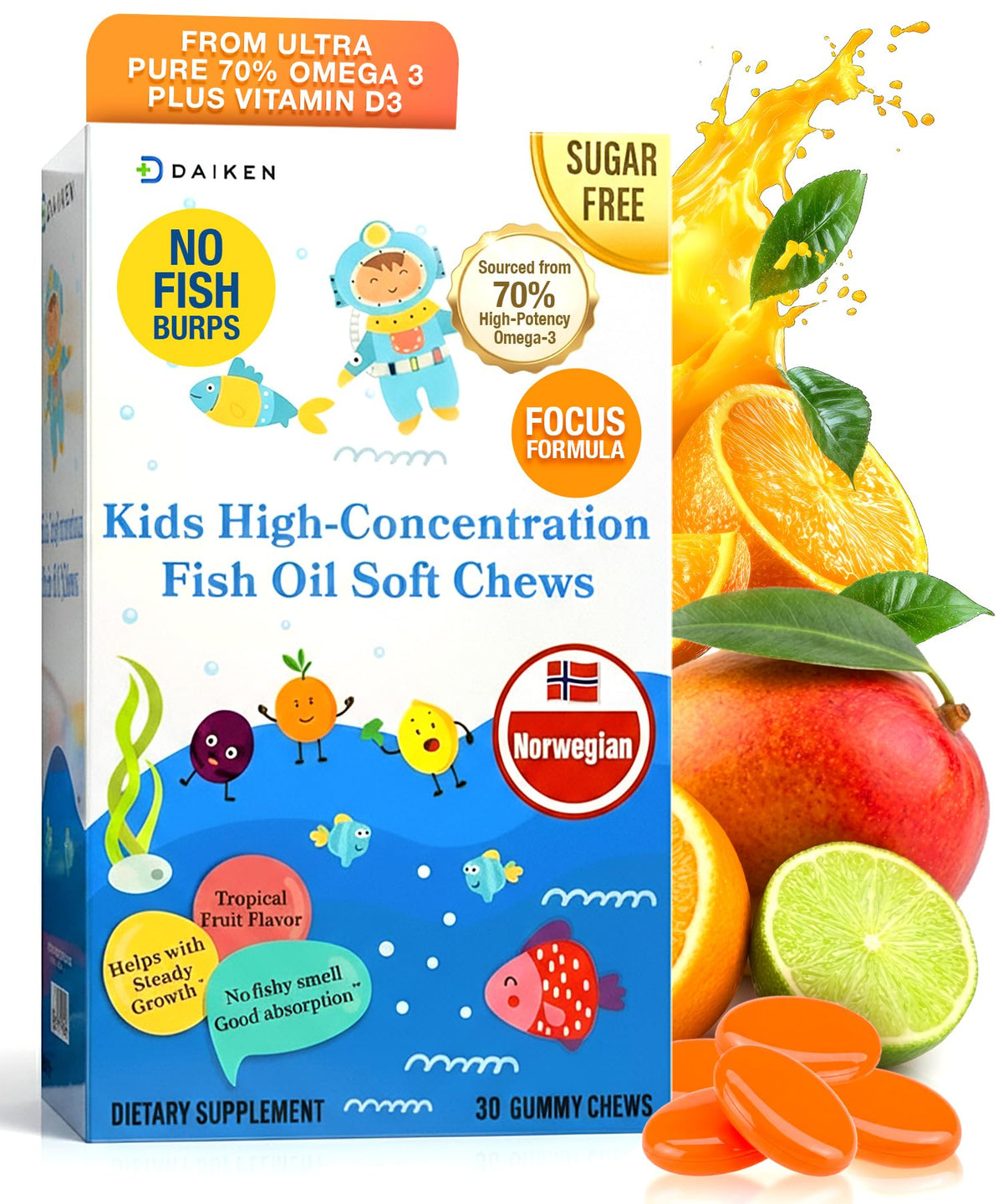DAIKEN Omega-3 Gummies for Kids front view packaging