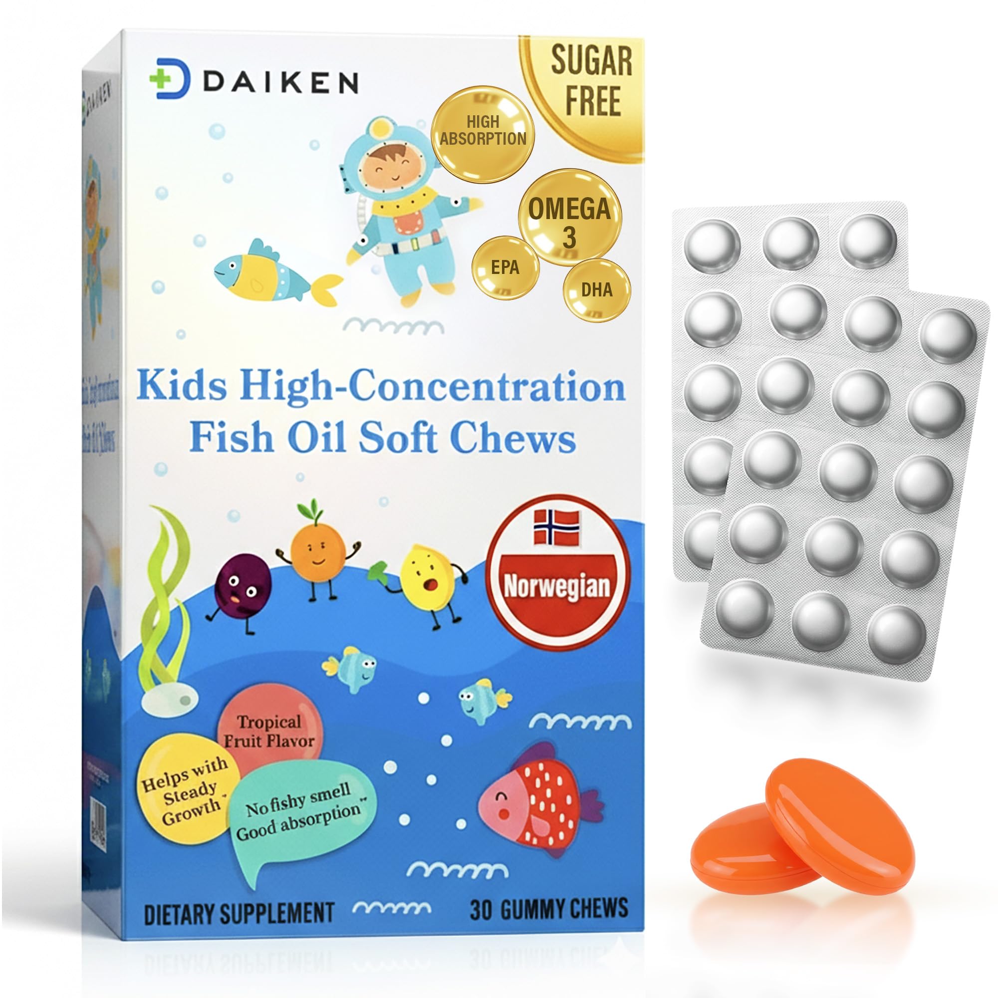 DAIKEN Omega-3 Gummies for Kids on-the-go packaging