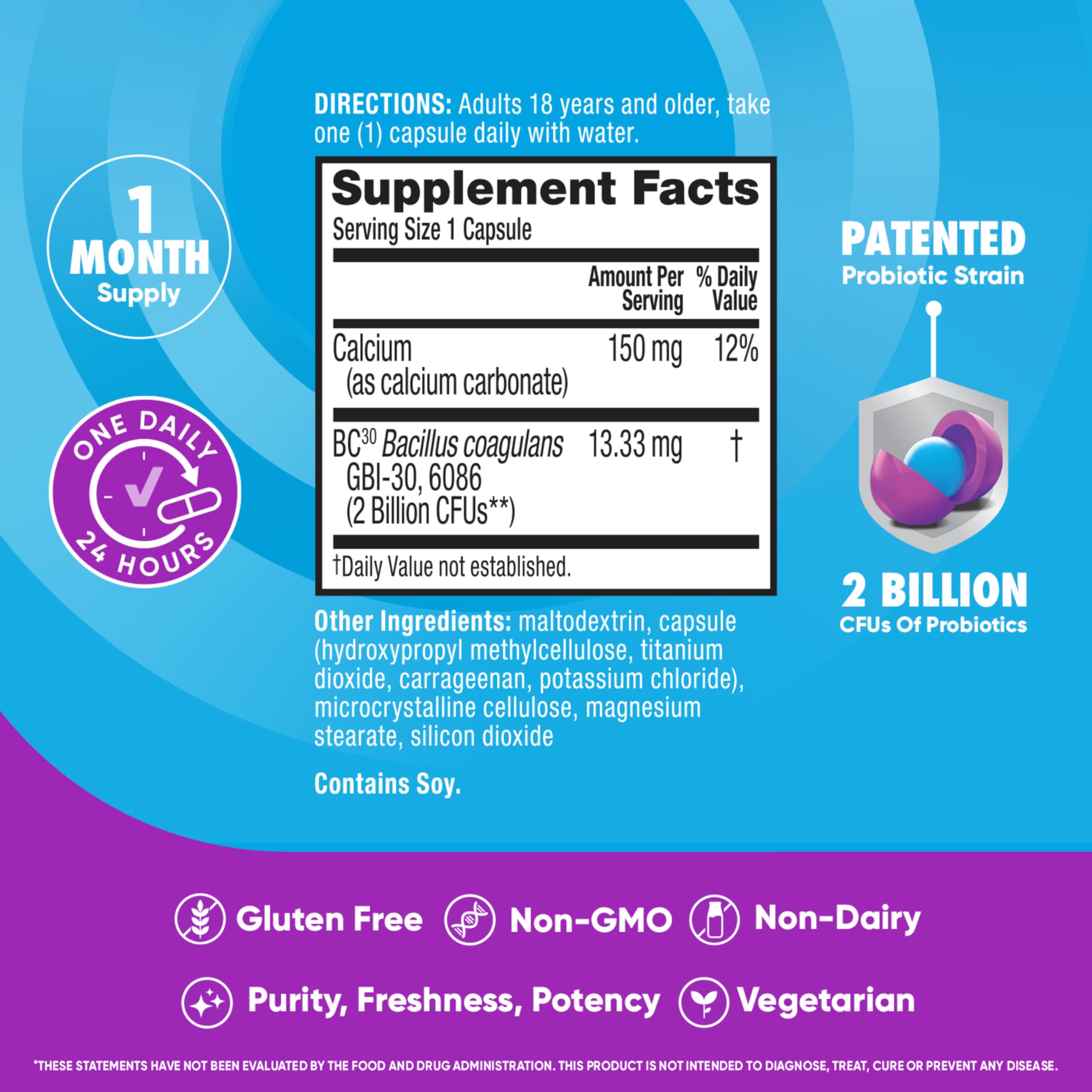 daily Advantage Daily Probiotics 30 Capsules side view