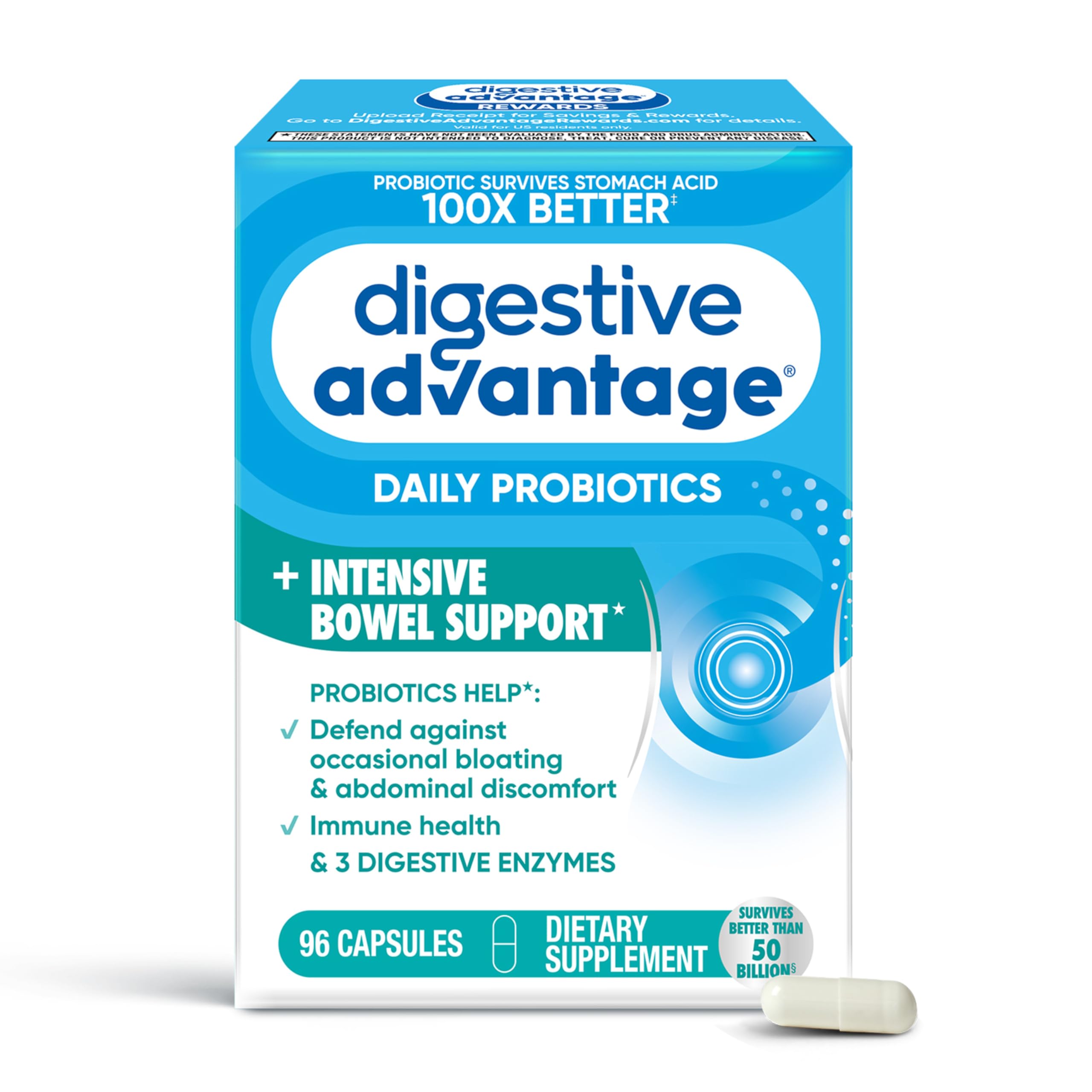 daily Advantage Daily Probiotics + Intensive Bowel Support front view