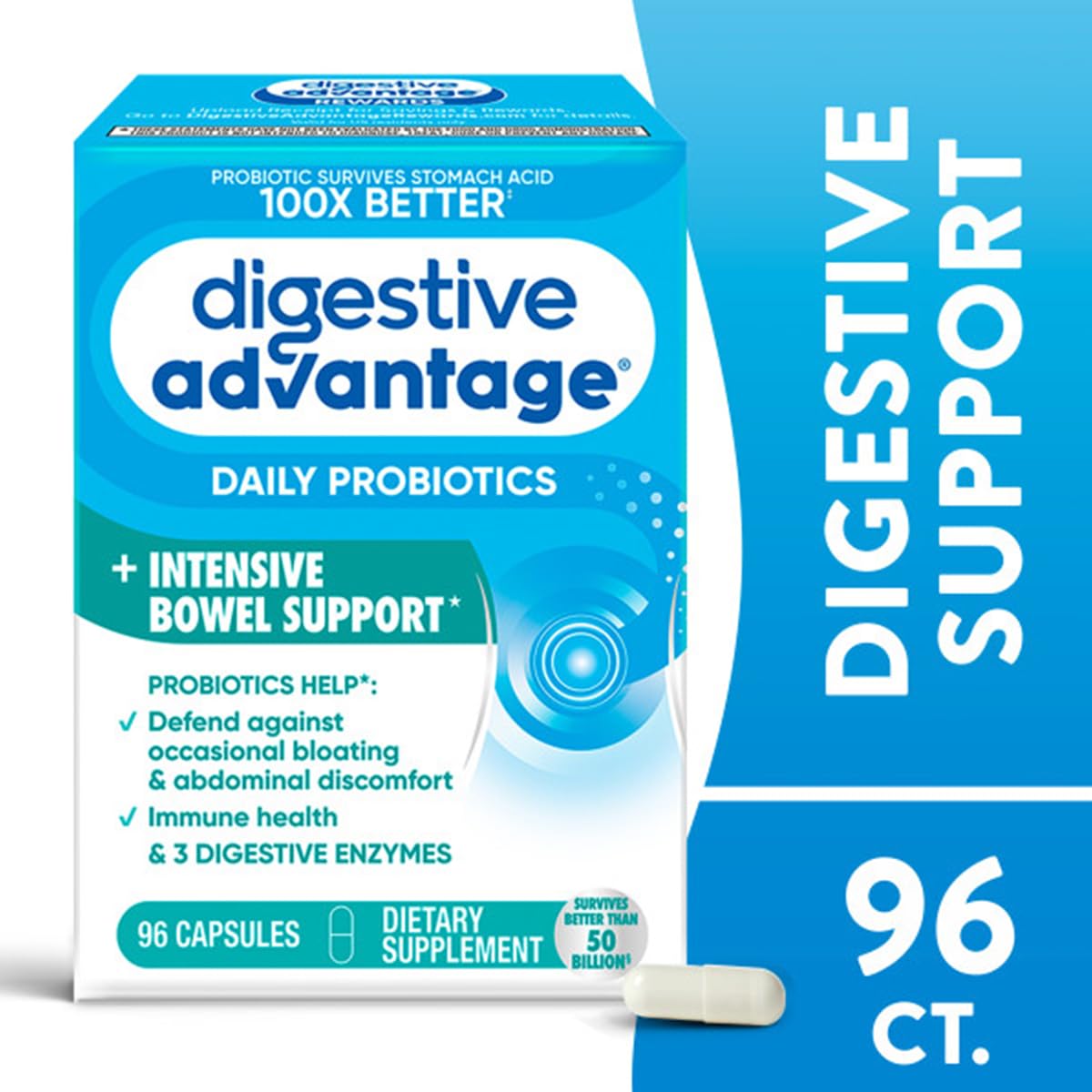 daily Advantage Daily Probiotics + Intensive Bowel Support side view