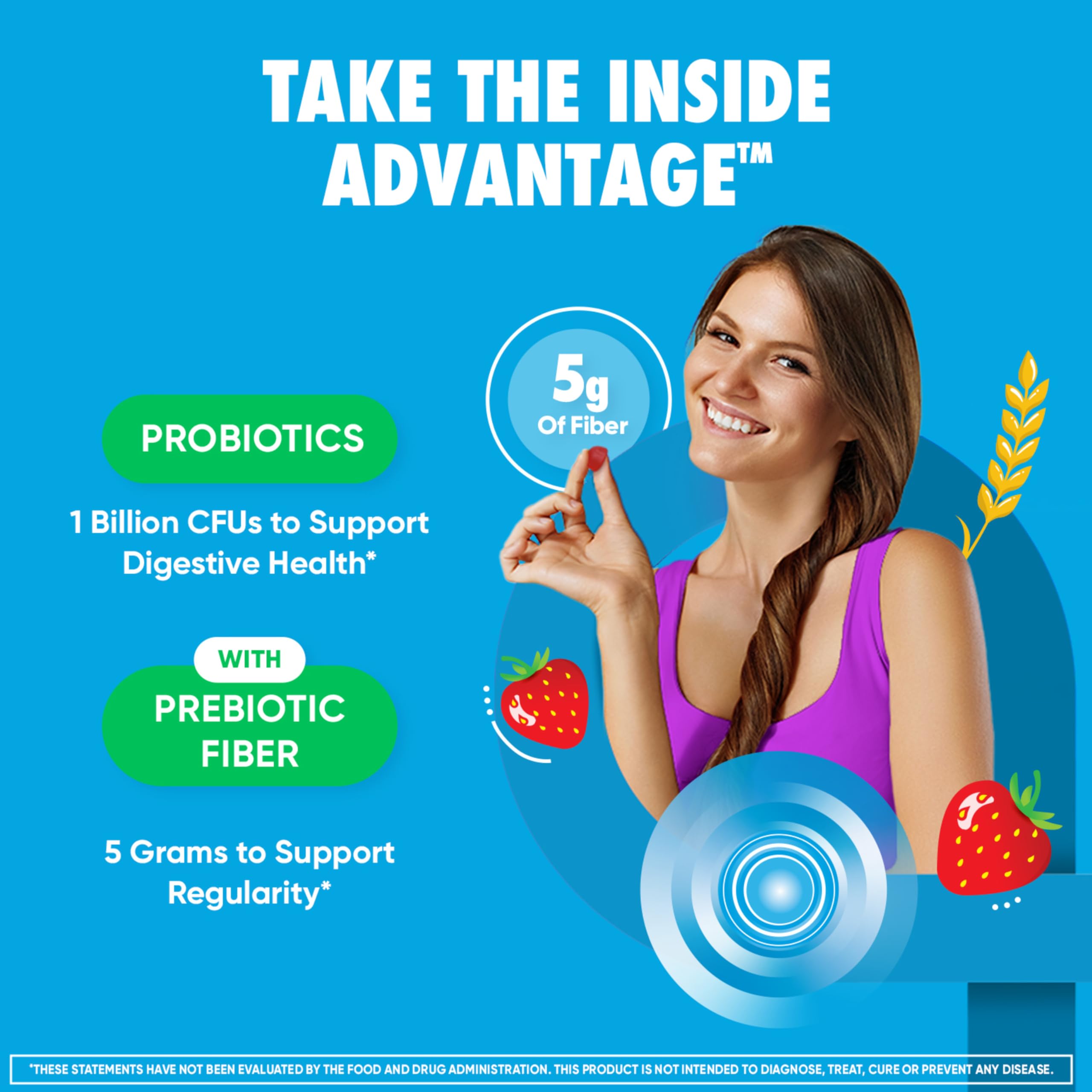 daily Advantage Prebiotic Fiber Gummies strawberry flavour gummies