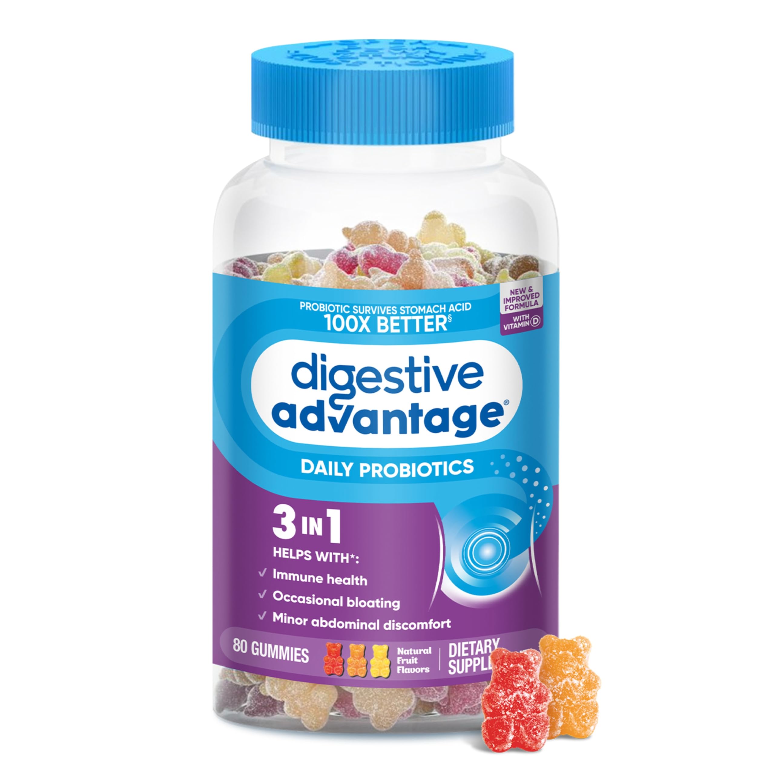 daily Advantage Probiotic Gummies front view with packaging