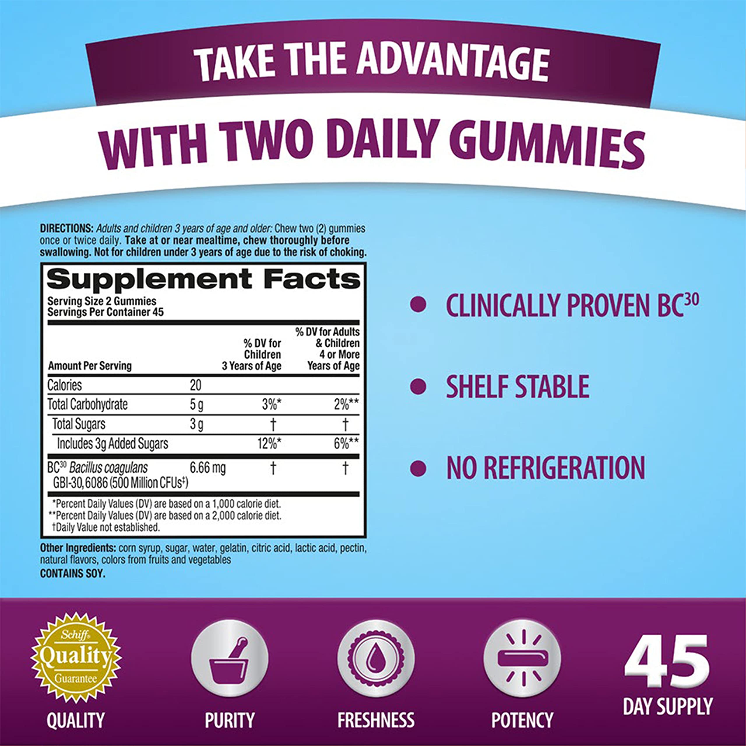 daily Advantage Probiotic Gummies on a wooden table
