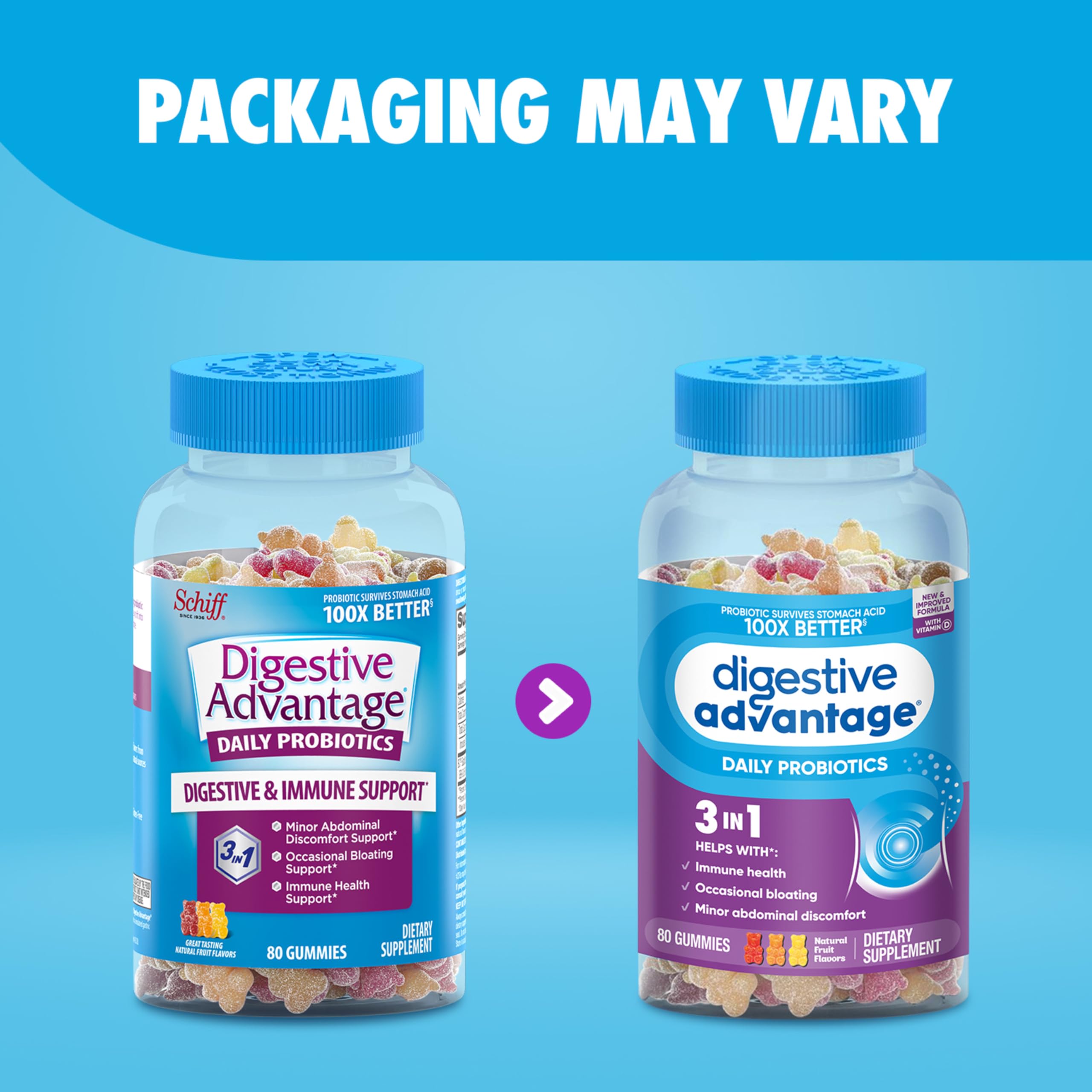 daily Advantage Probiotic Gummies on a wooden table