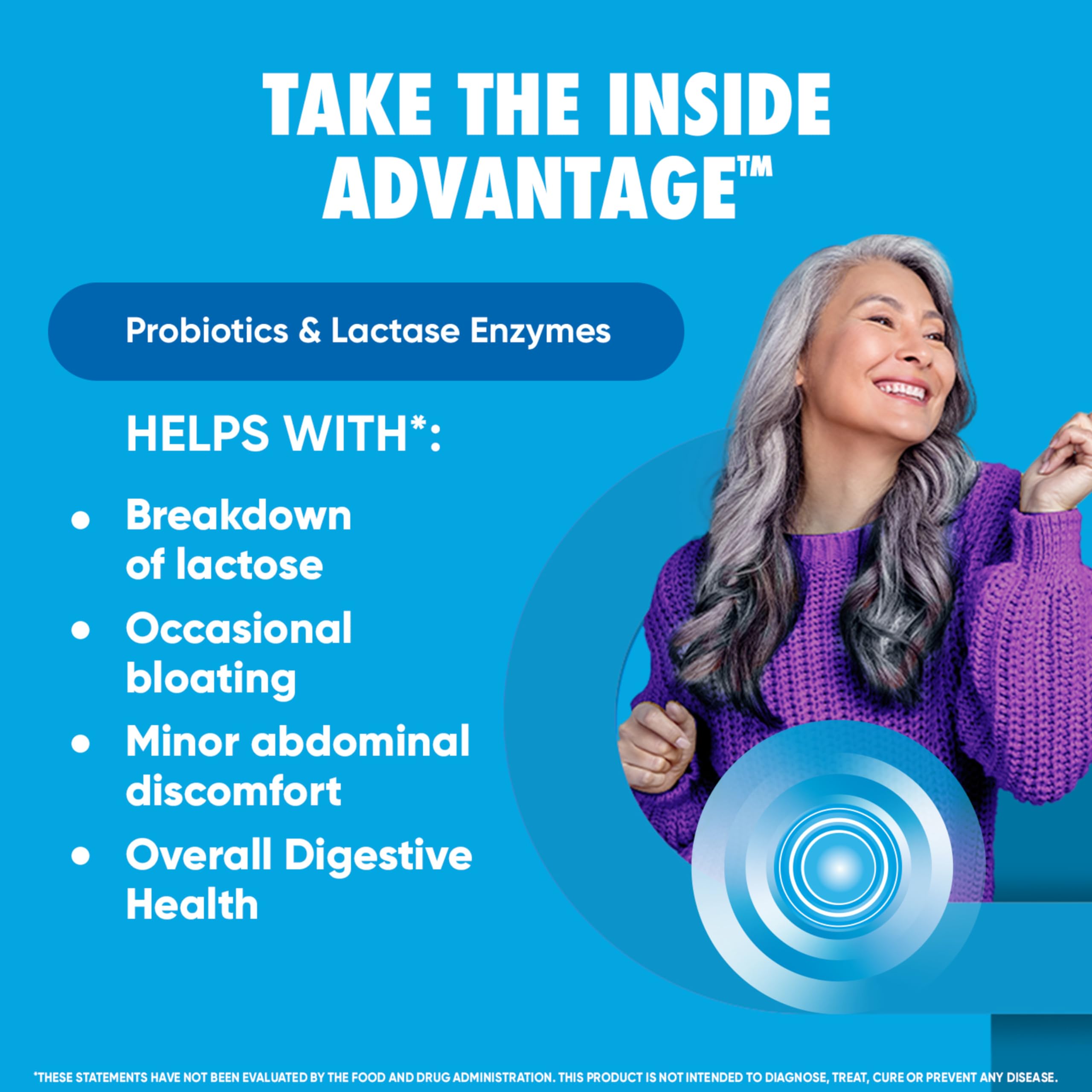 daily Advantage Probiotics + Lactase daily Enzymes 96ct bottle with label