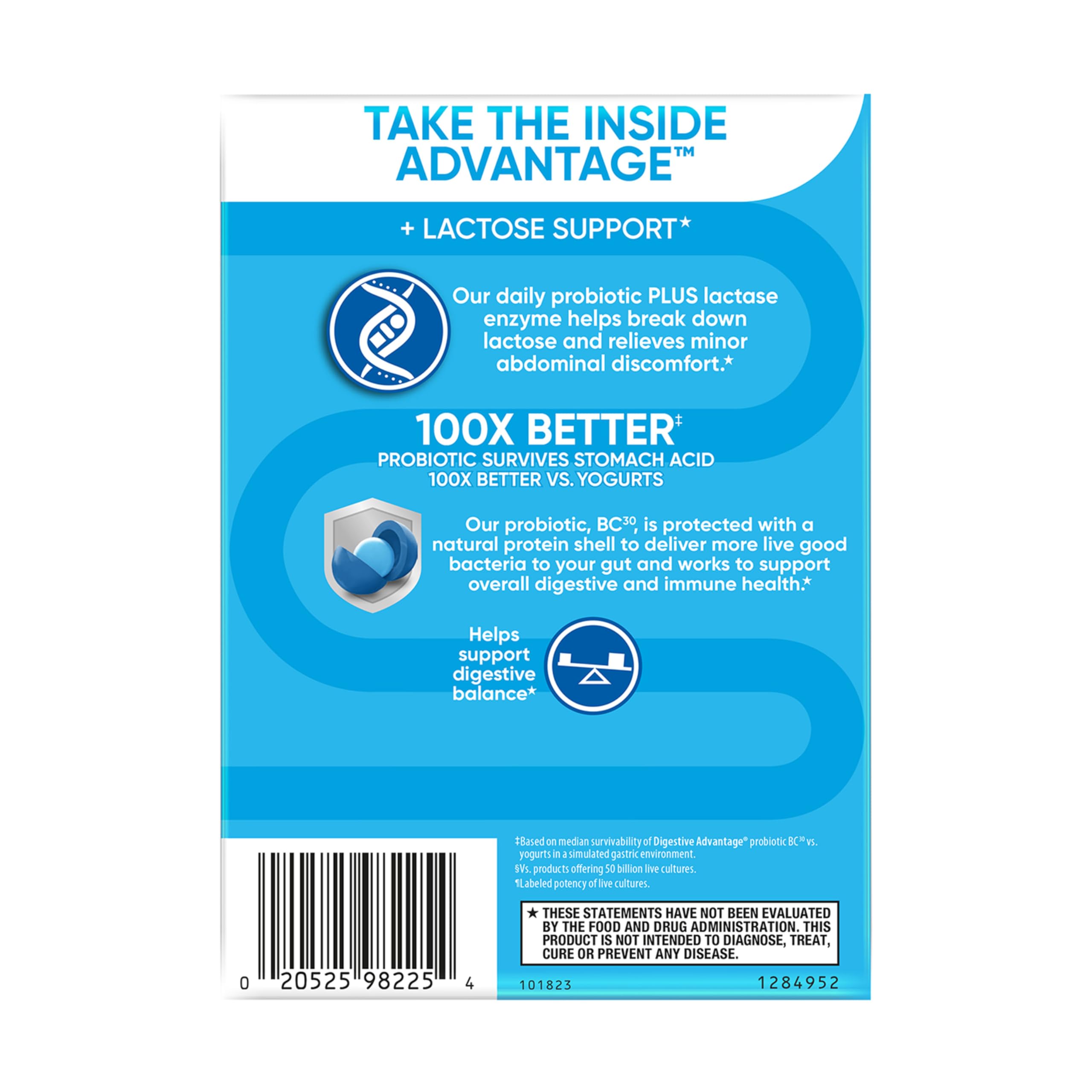 daily Advantage Probiotics + Lactase daily Enzymes 96ct packaging details