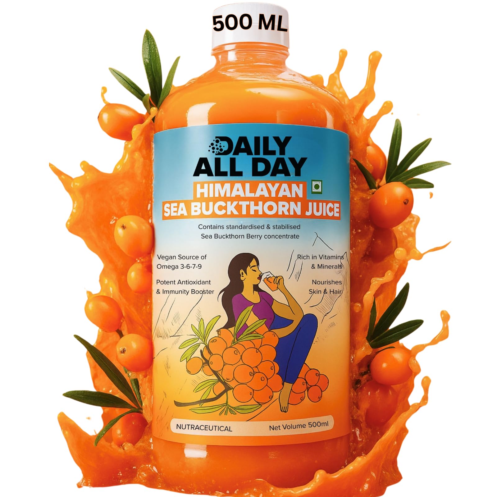 Daily All Day Sea Buckthorn Juice 580g front view