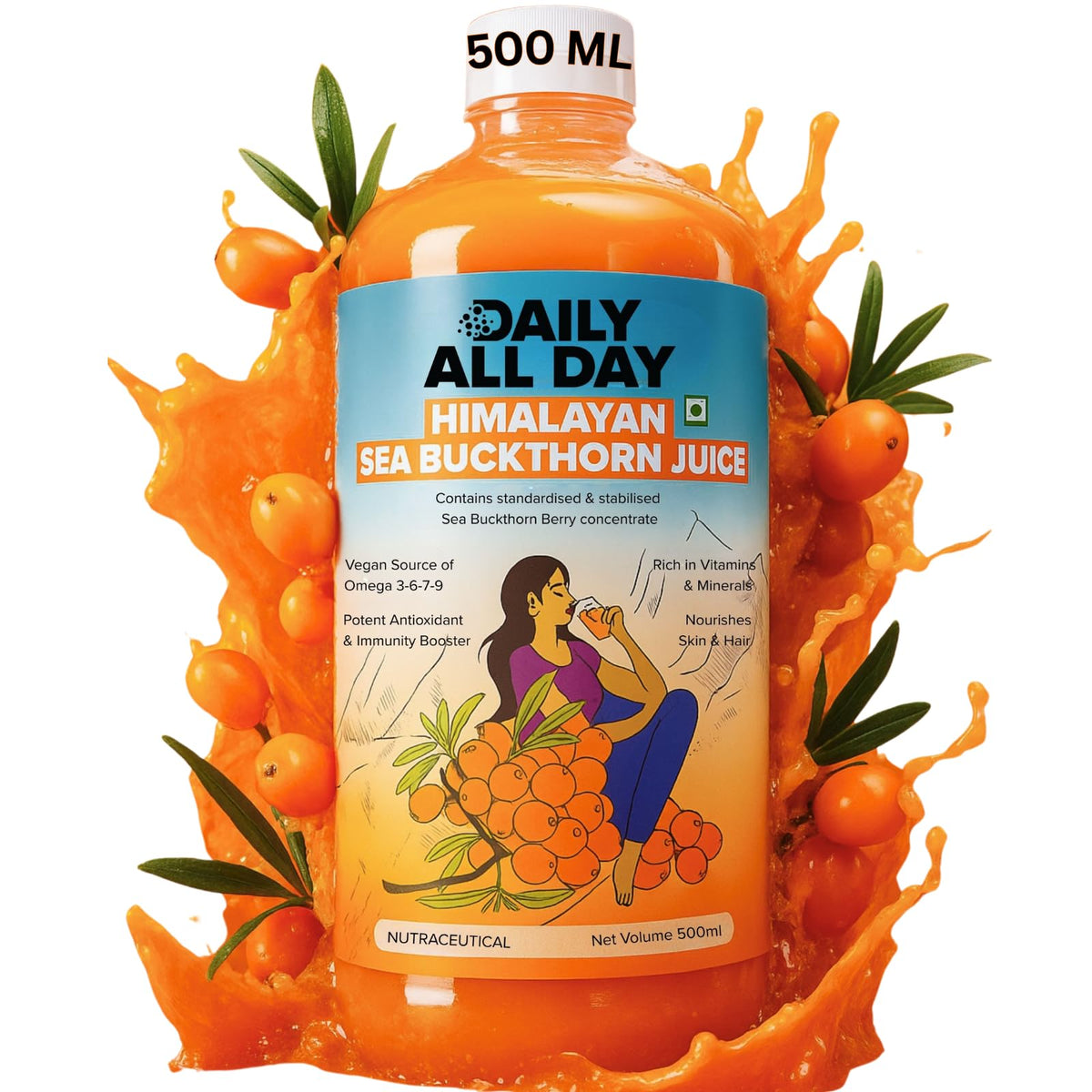 Daily All Day Sea Buckthorn Juice 580g front view