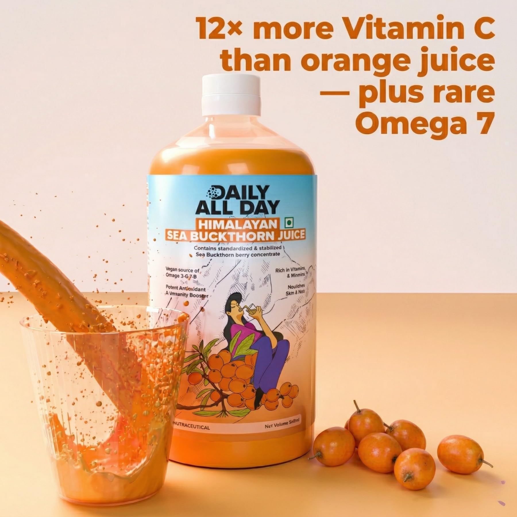 Daily All Day Sea Buckthorn Juice 580g packaging