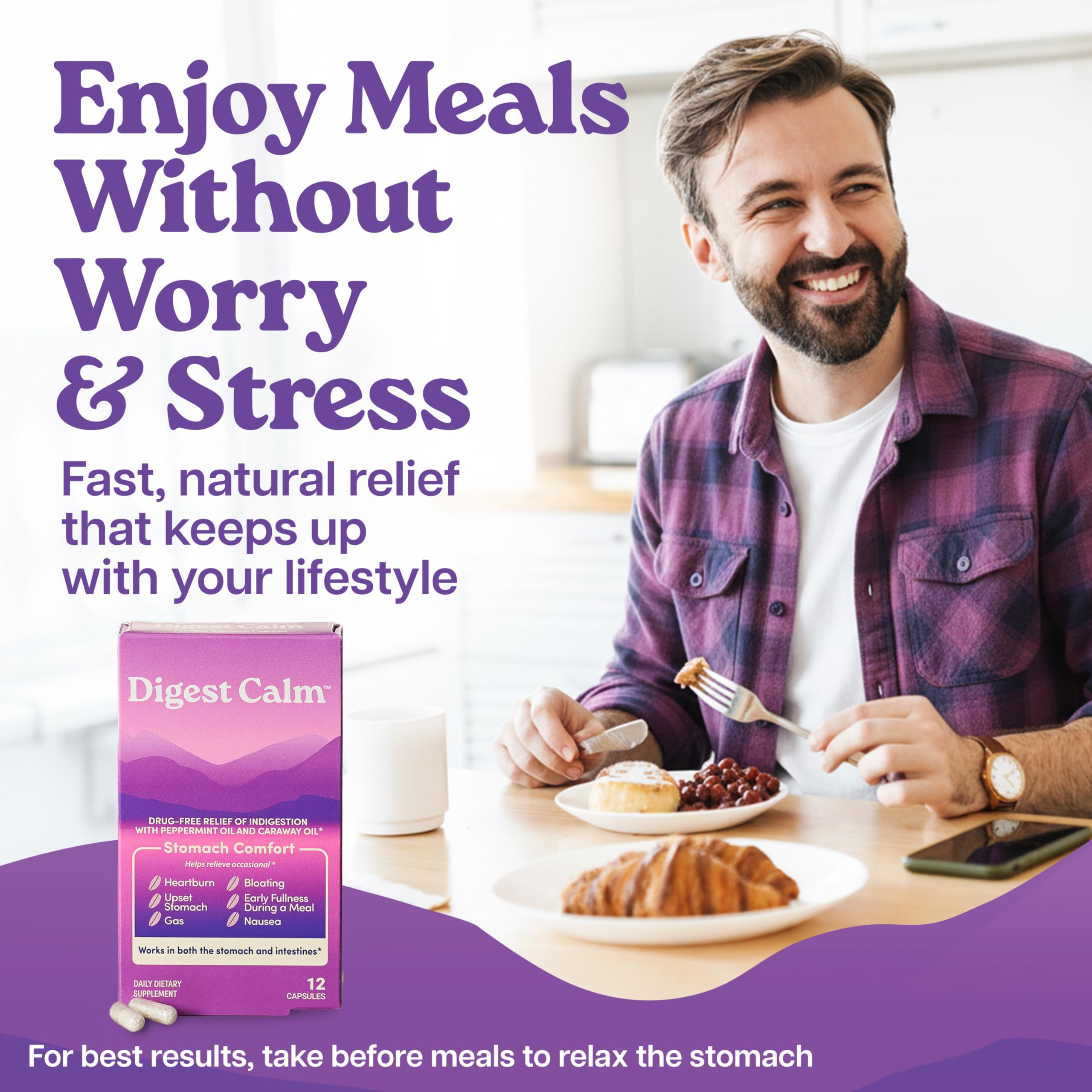 daily Calm capsules displayed with natural herbs