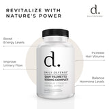 Daily Defense Saw Palmetto Capsules on wooden table