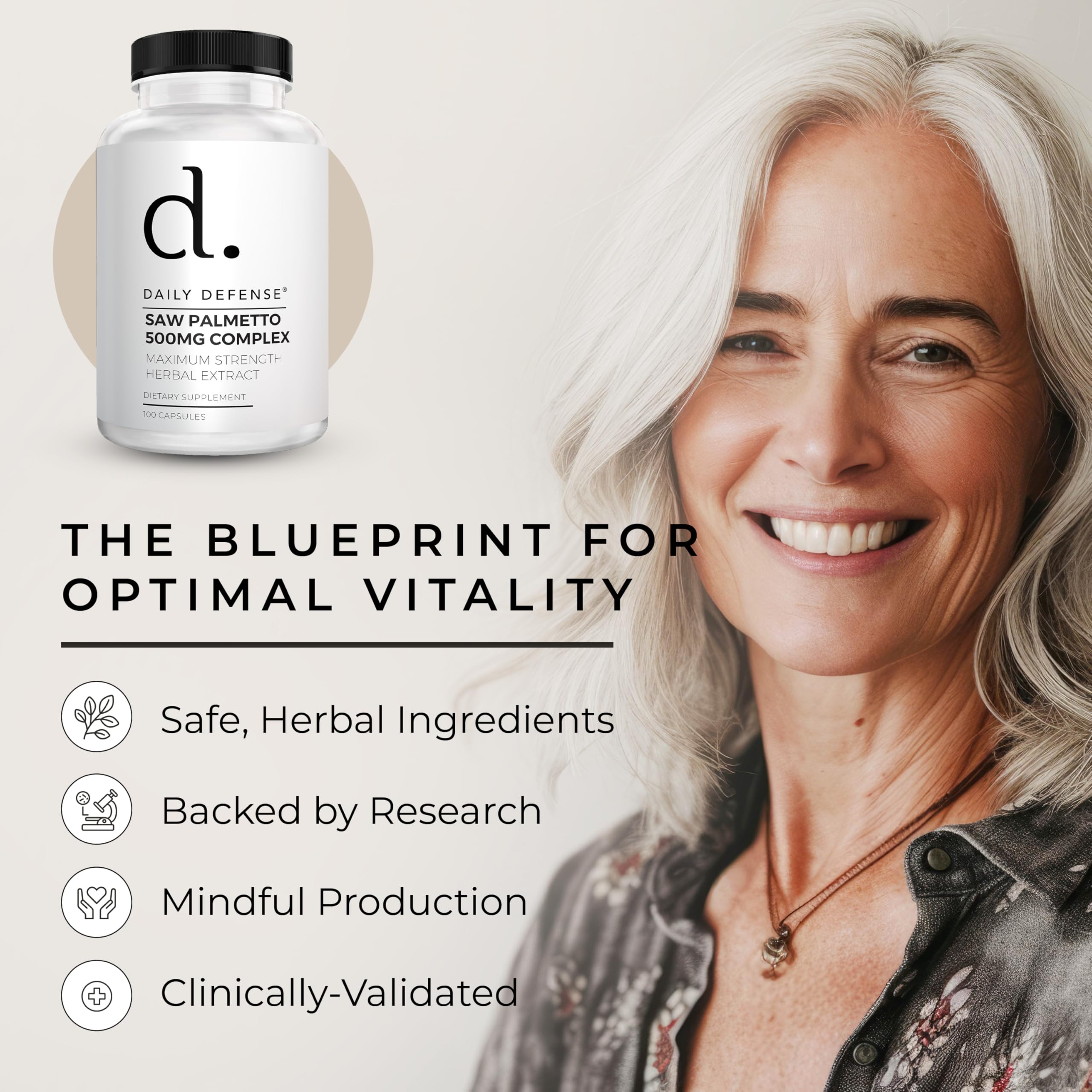 Daily Defense Saw Palmetto Capsules packaging details