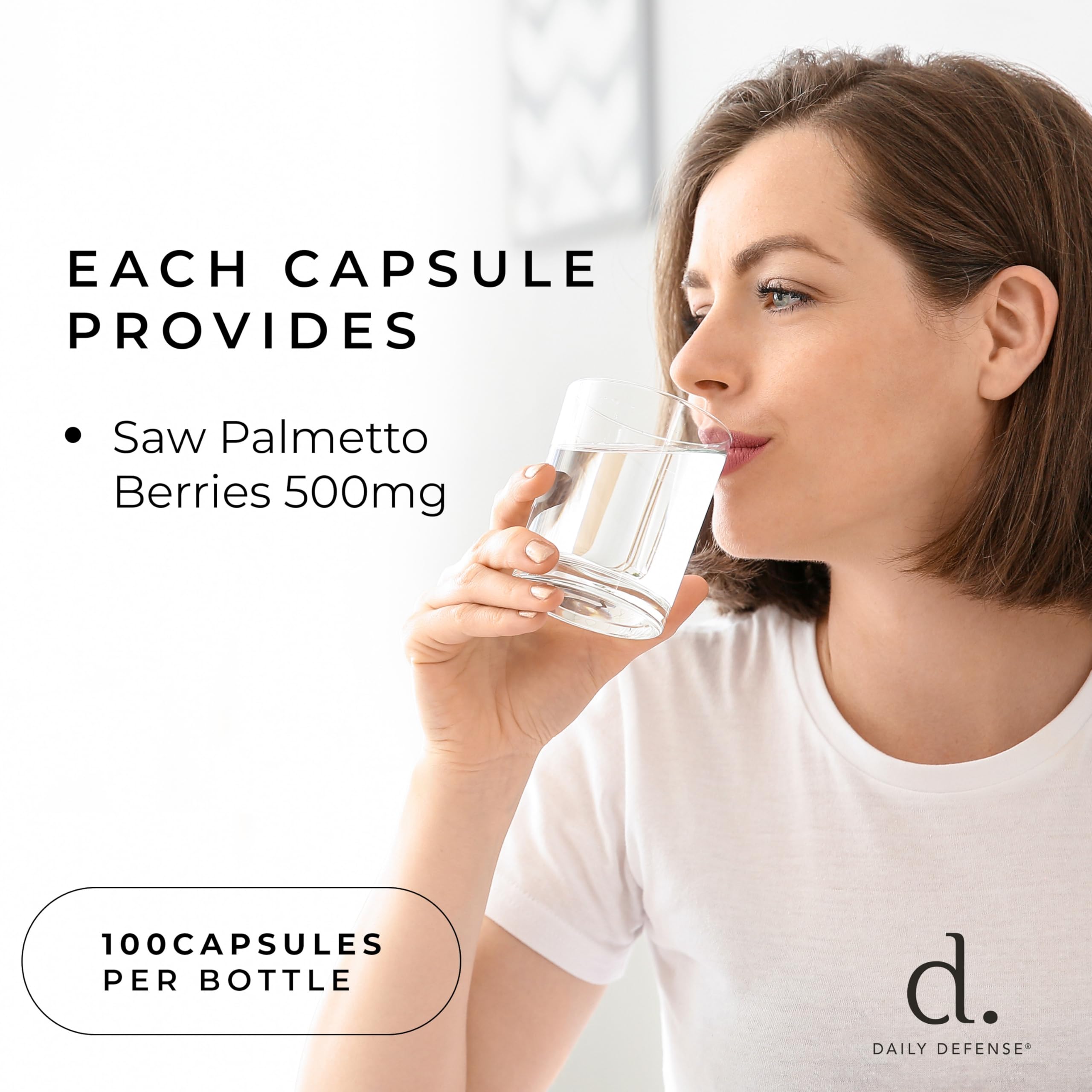 Daily Defense Saw Palmetto Capsules with measuring spoon