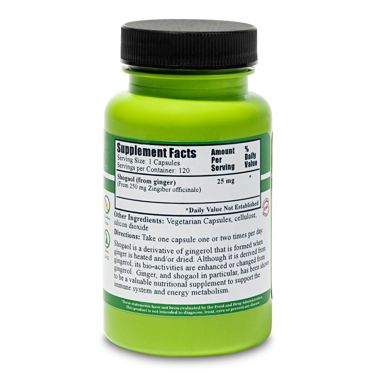 Daily Manufacturing 6-Shogaol Ginger Supplement side view showing capsule count
