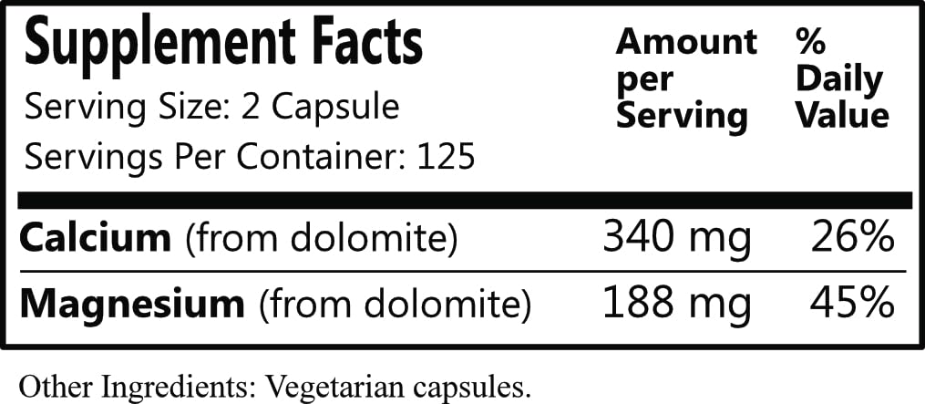 Daily Manufacturing Dolomite Calcium Supplement side view with label