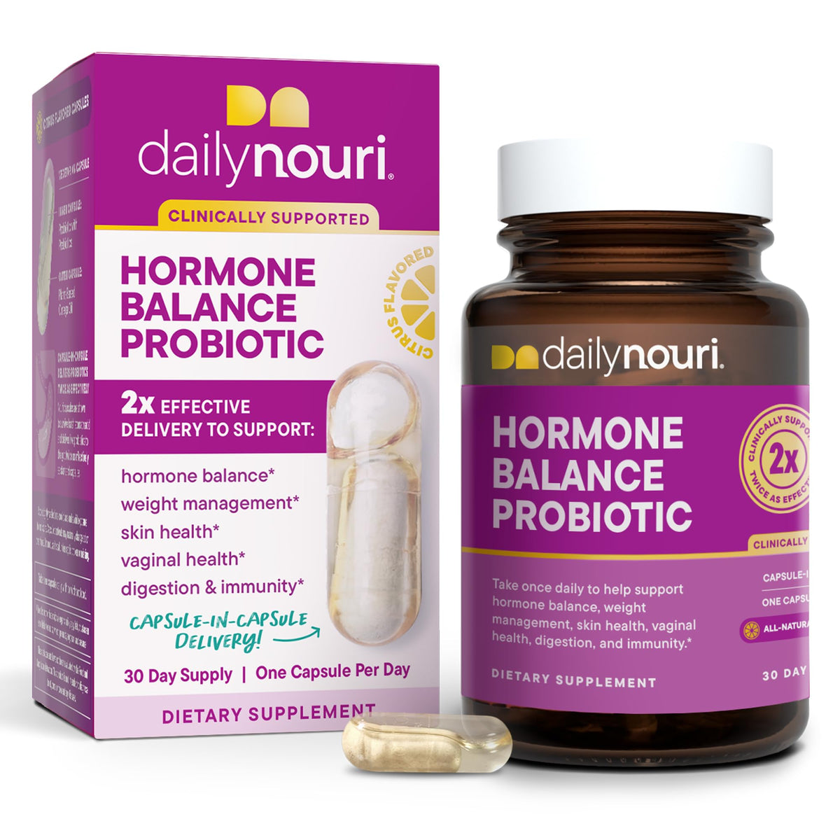 Daily Nouri Balance Probiotic Capsules bottle front view