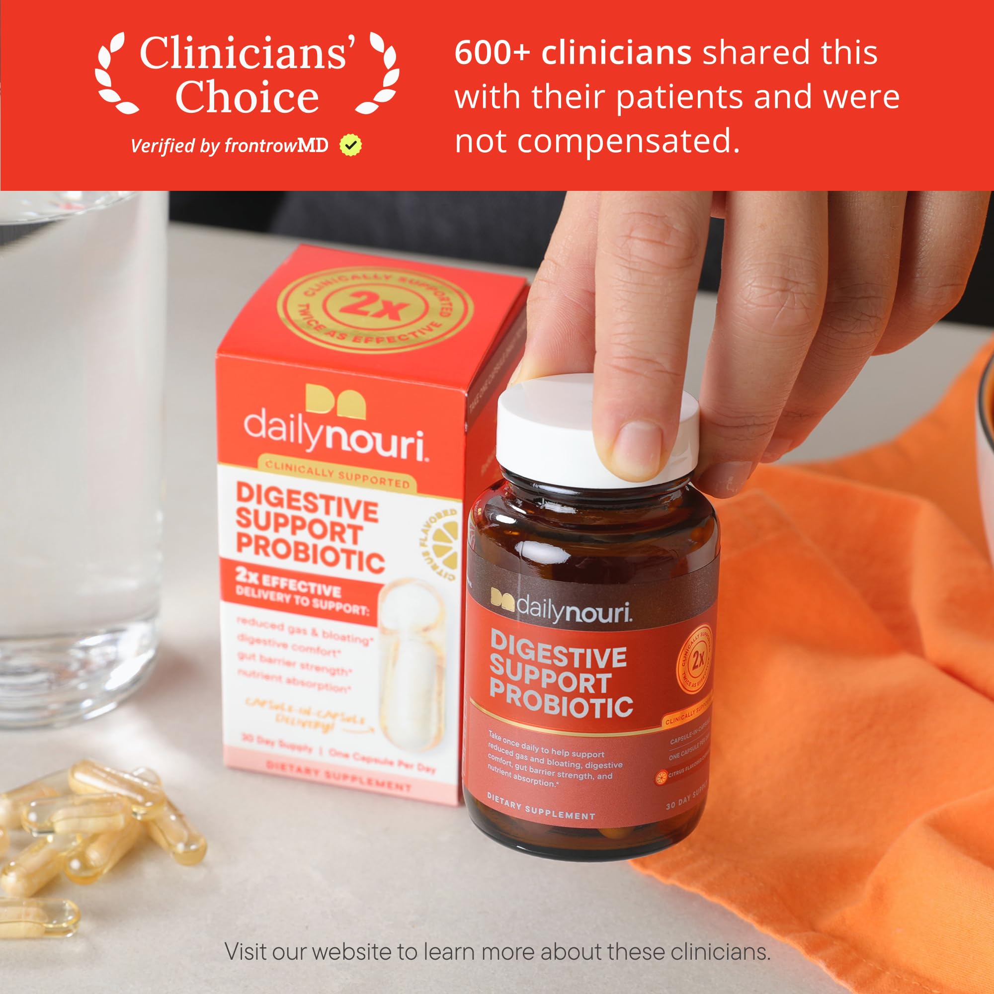 Daily Nouri Omega-3 Probiotic Capsules side view