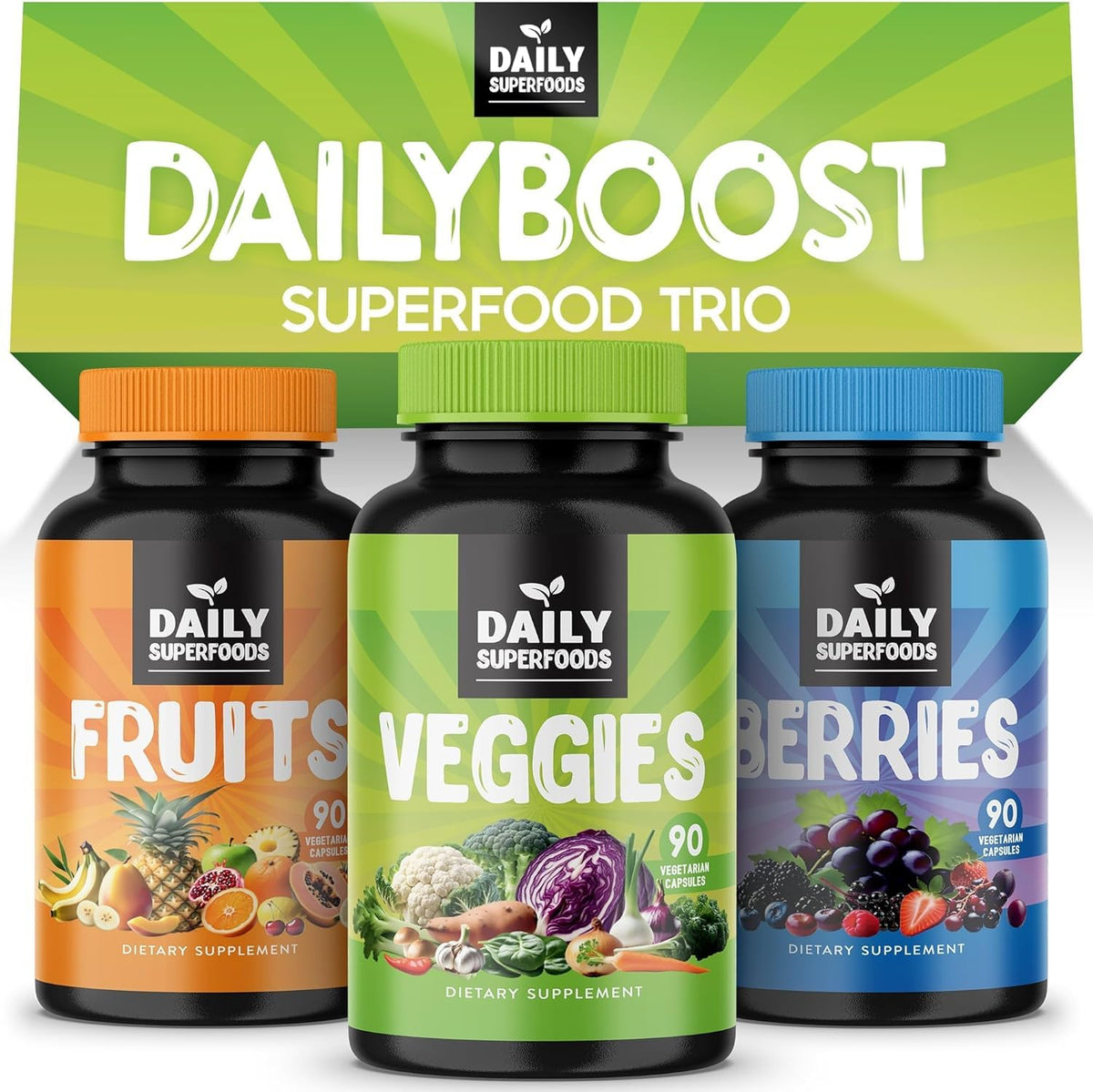 Daily Superfoods DailyBoost 42 Whole Food Fruits and Veggies Capsules front view