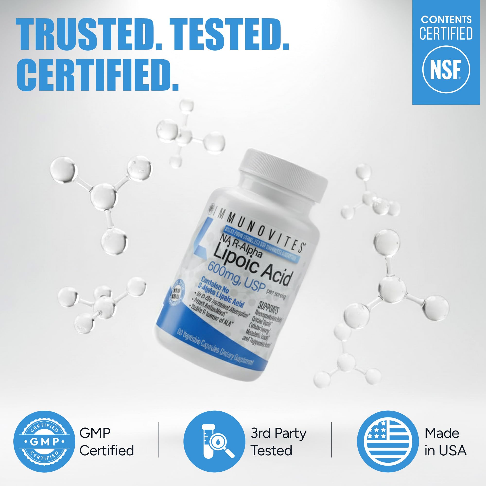 daily wellness Alpha Lipoic Acid supplement back view packaging