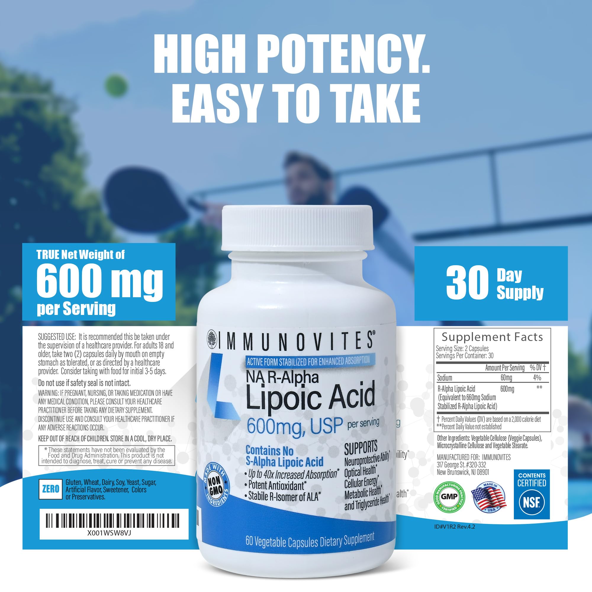 daily wellness Alpha Lipoic Acid supplement capsules in hand