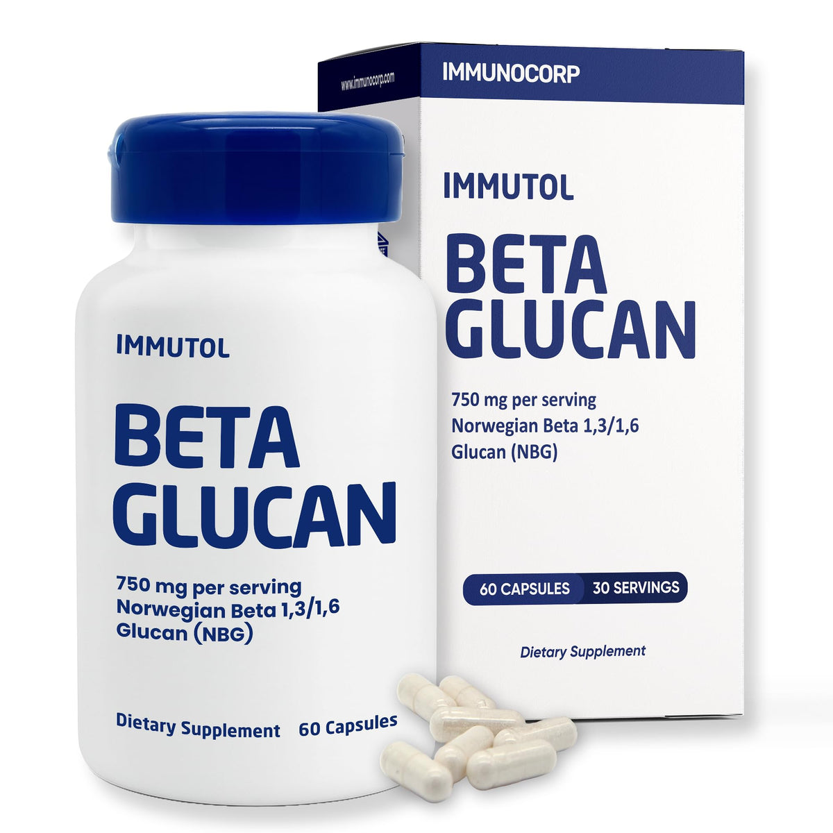 daily wellness Beta Glucan Supplement front view with packaging