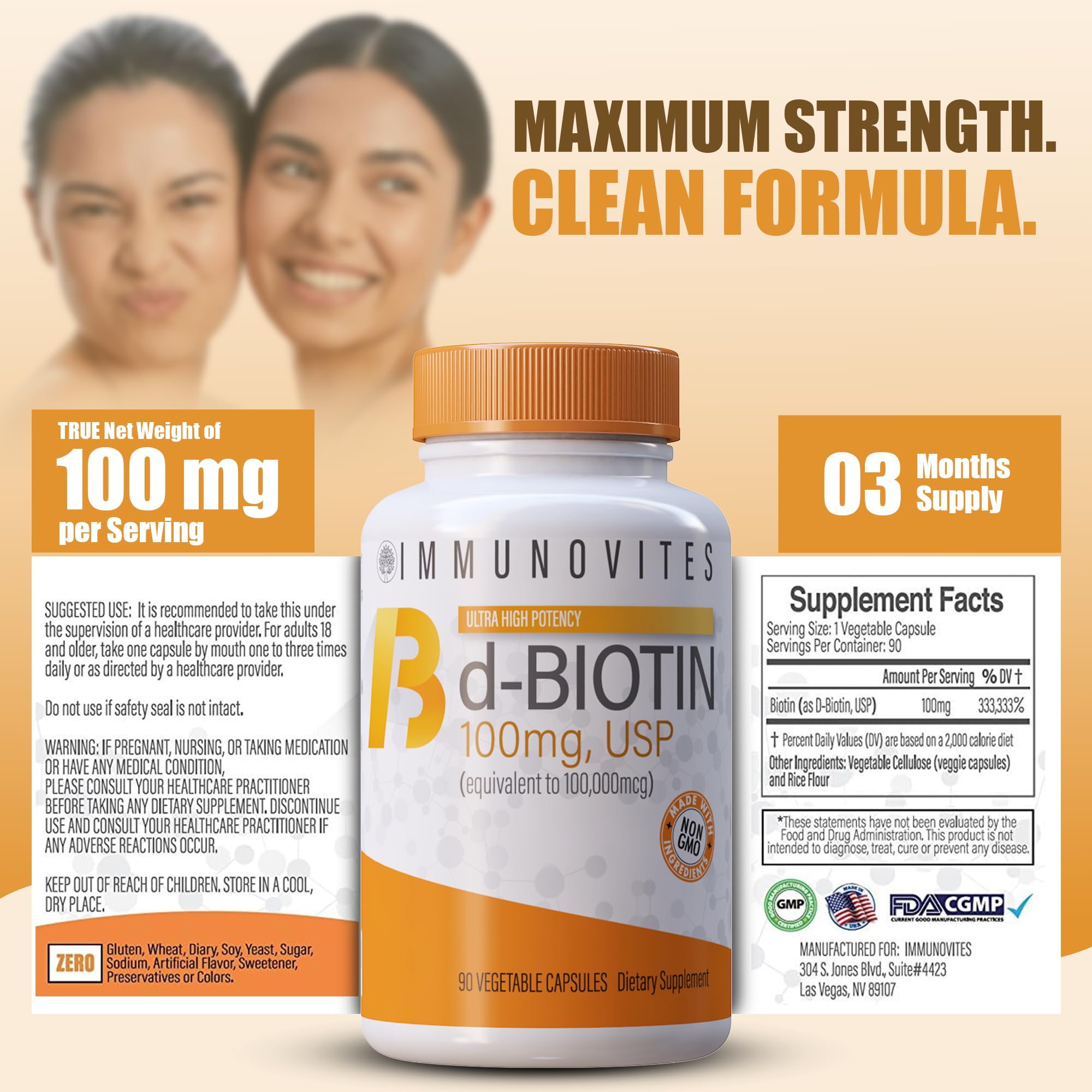daily wellness Biotin Supplement with measuring spoon