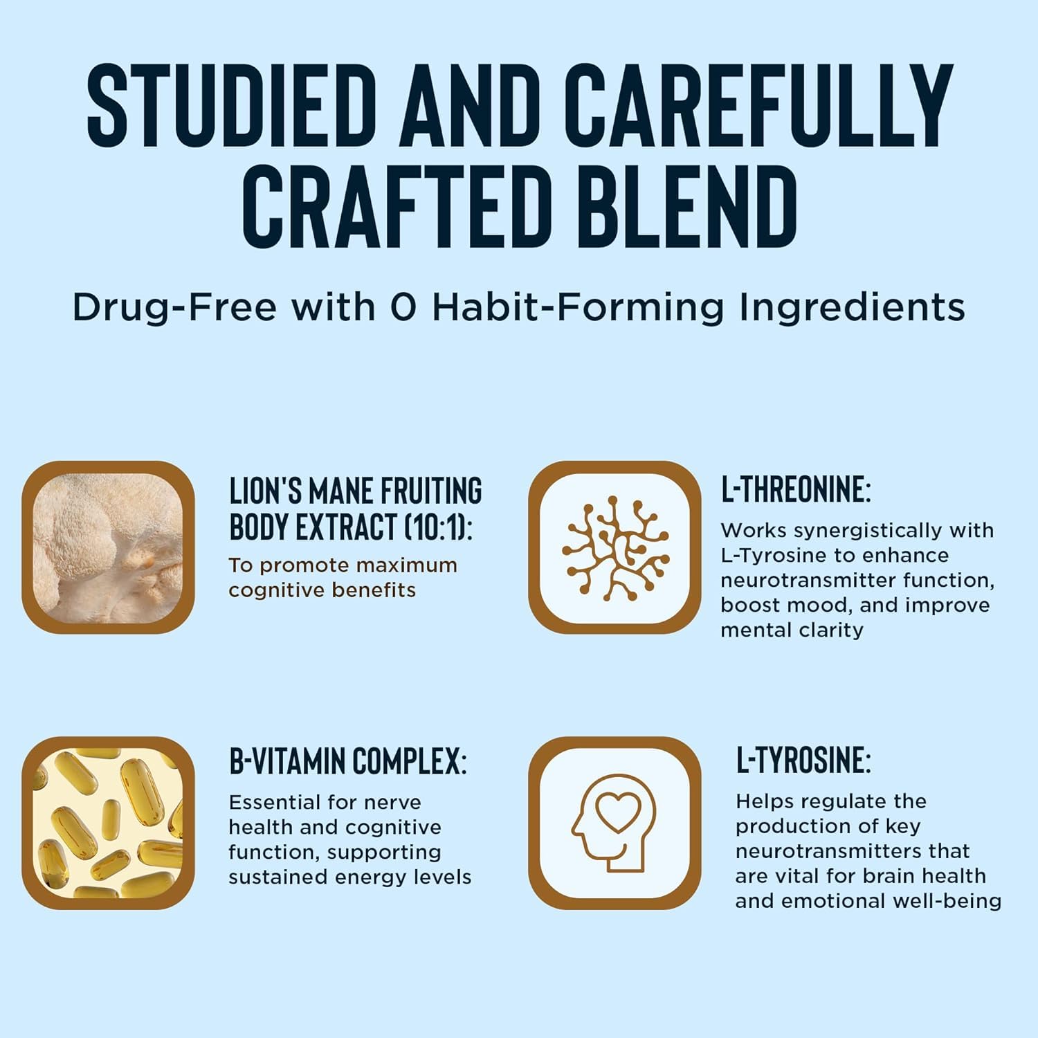 daily wellness BrainIQ Memory Supplement capsules on a wooden table