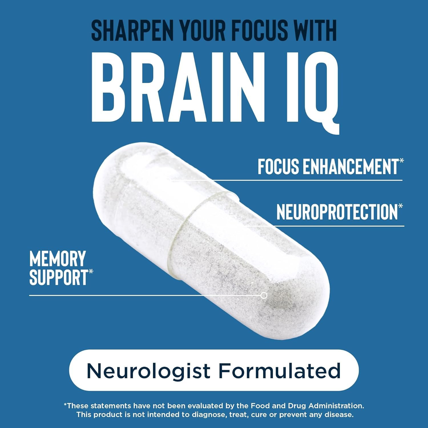 daily wellness BrainIQ Memory Supplement ingredients list on packaging