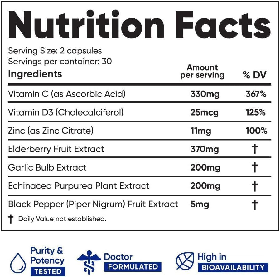daily wellness Elderberry supplement bottle with label details