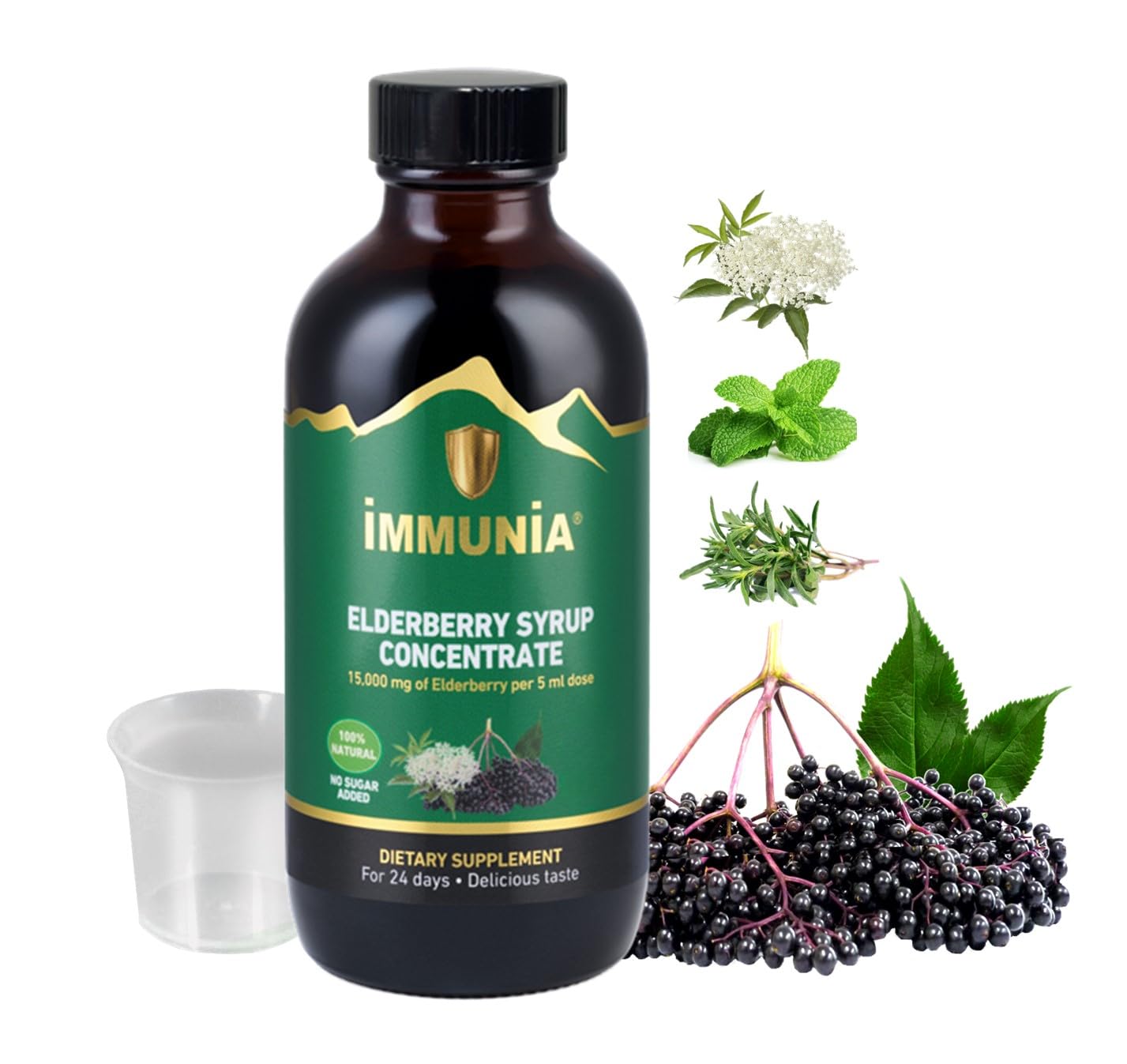 daily wellness Elderberry Syrup 120ml front view with natural ingredients