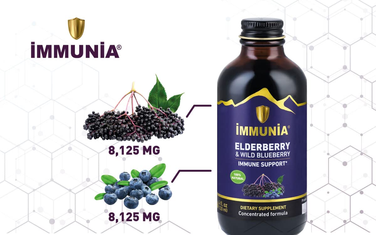 daily wellness Elderberry & Wild Blueberry Concentrate 120ml bottle with cup