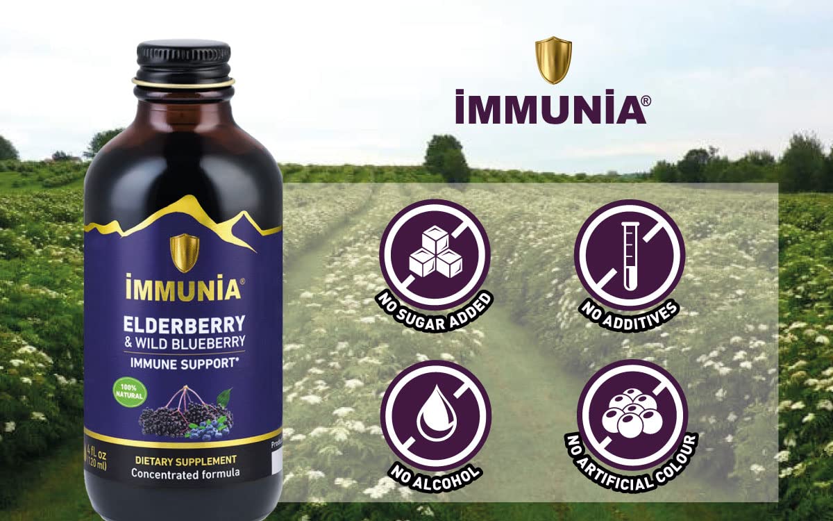 daily wellness Elderberry & Wild Blueberry Concentrate 120ml label close-up