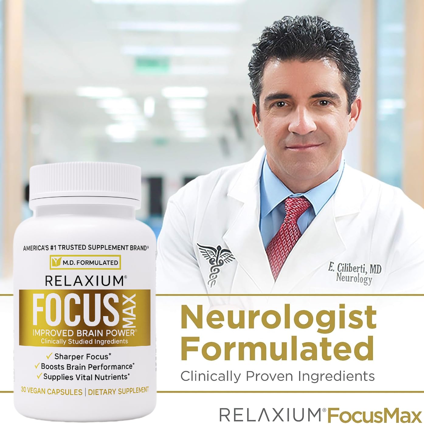 daily wellness Focus Max ingredients list on packaging