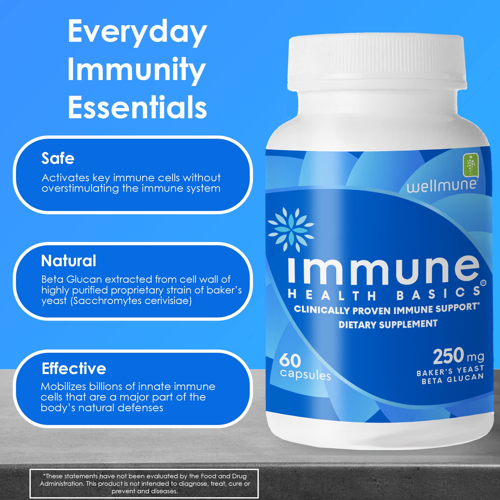 daily wellness Health Basics Daily Multivitamin 250mg Beta Glucan bottle side view